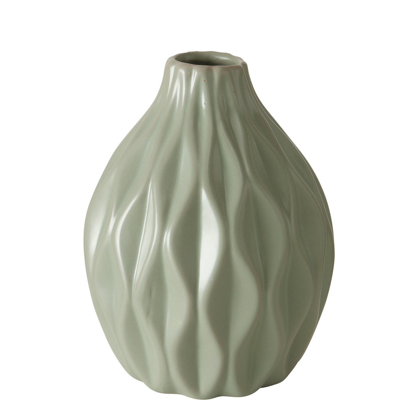 Dekovase Vase Zalina, 15 cm hoch, Porzellan, Grün matt, 2025736