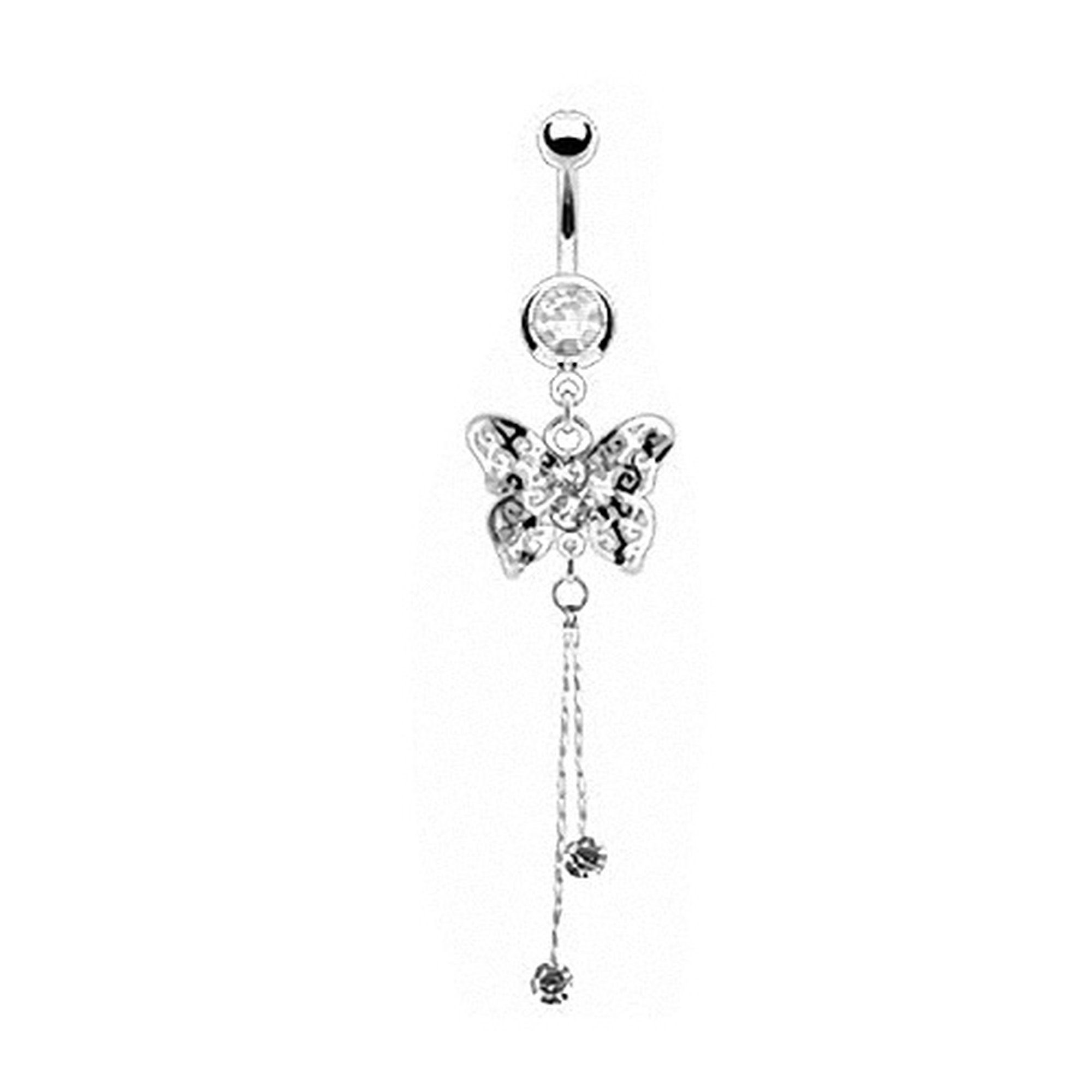 Bauchnabelpiercing Piercing Schmetterling mit Kristall