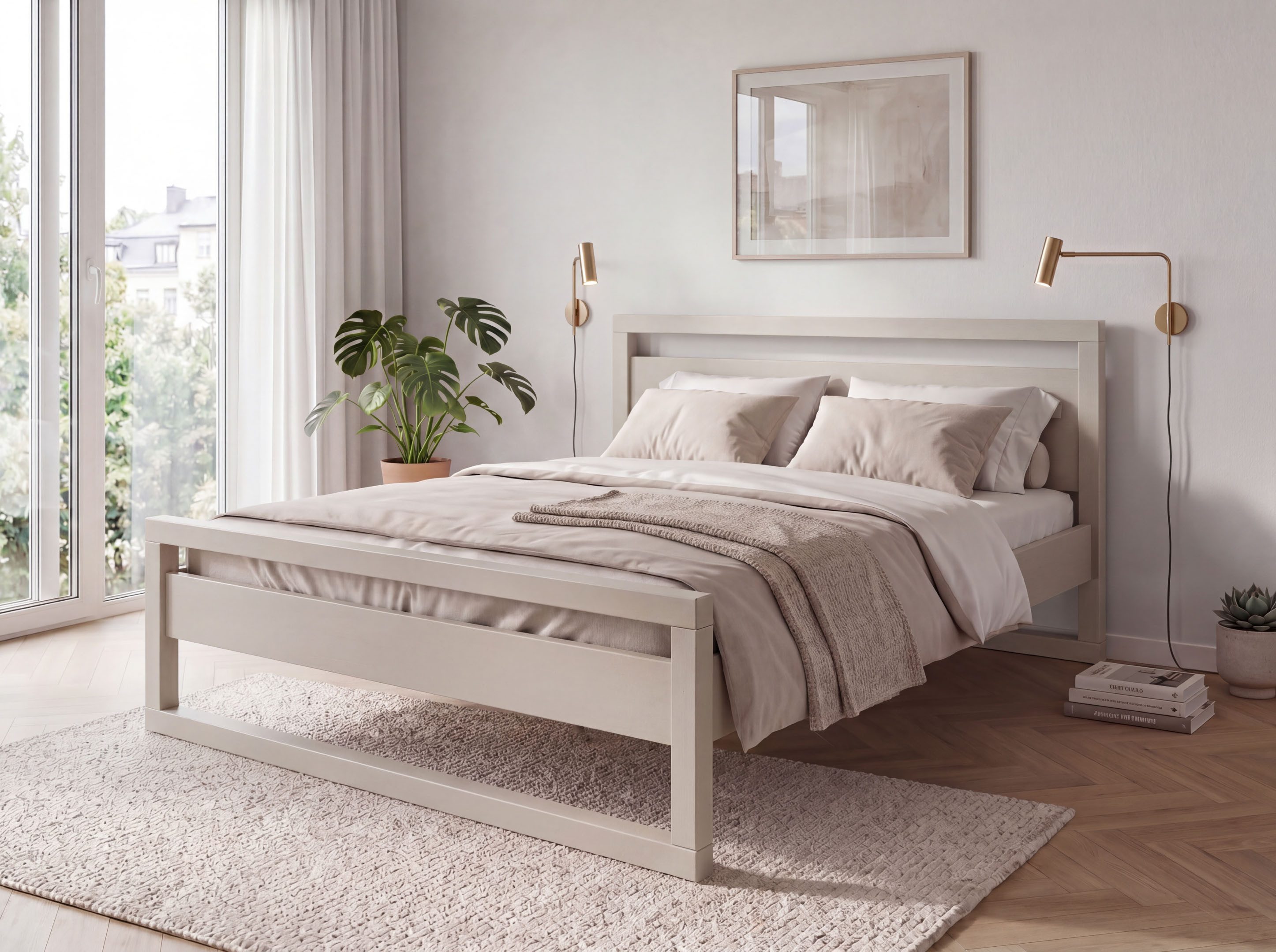 OTTO home Massivholzbett Wellow, Kaschmir-Beige-Beige, Kiefer, inklusive Lattenrost (Liegefläche 140x200 cm), nordisch-modern, bis 180 kg belastbar, FSC® & Made in Europe
