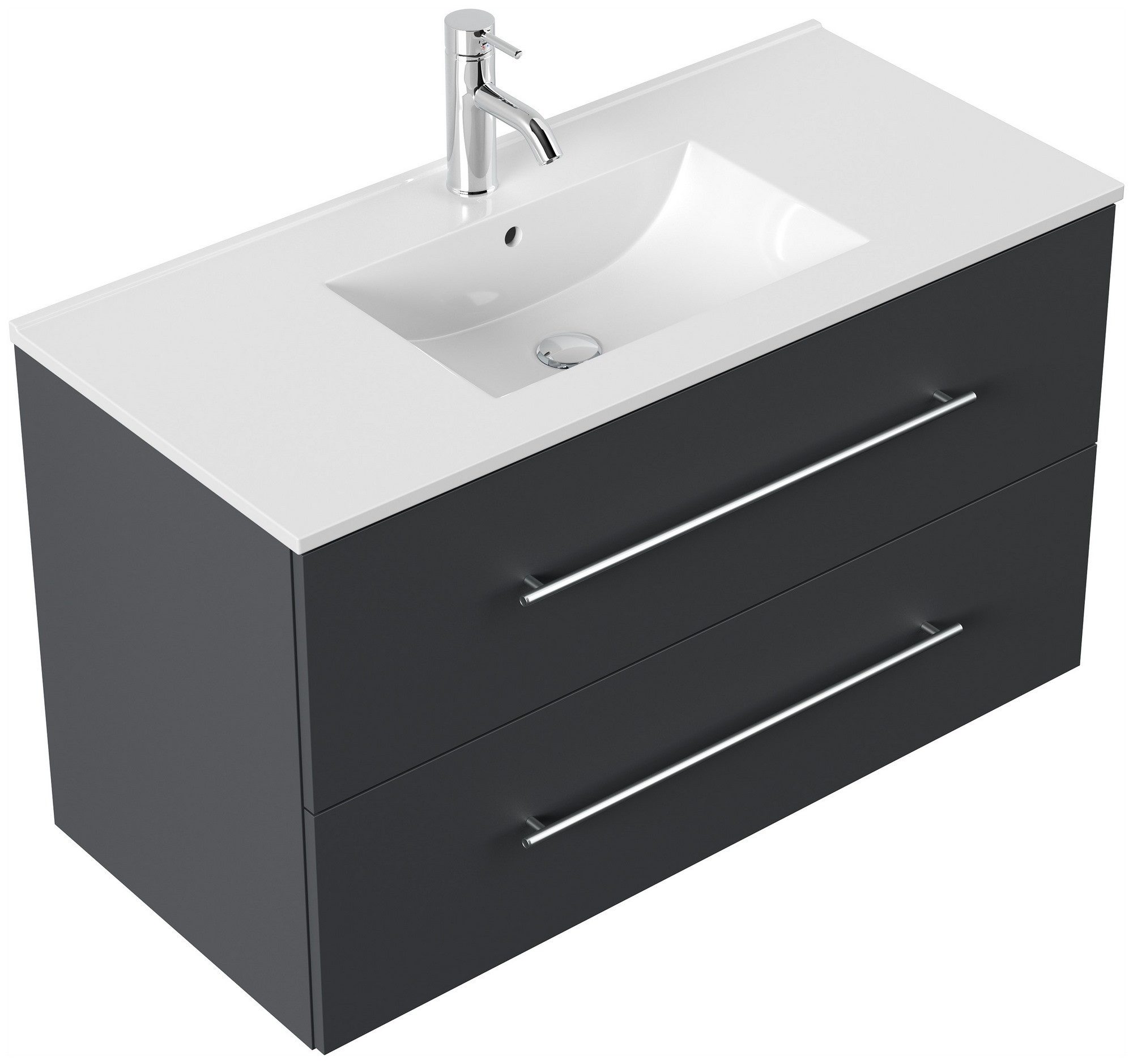 Posseik Badmöbel-Set Badmöbel Waschplatz "Homeline 100" Grafit