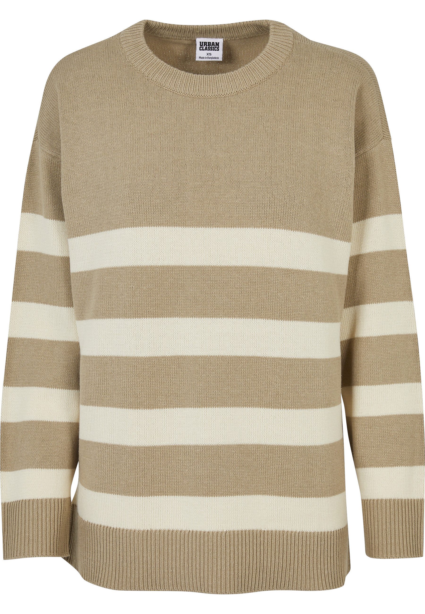URBAN CLASSICS Fleecepullover Urban Classics Damen Ladies Striped Knit Crew günstig online kaufen