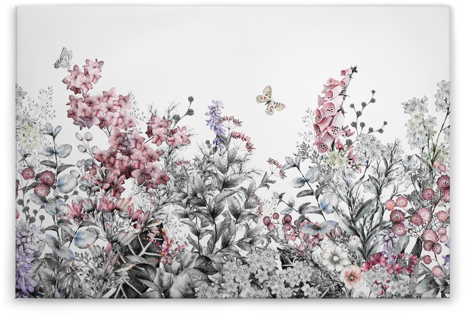 A.S. Création Leinwandbild Flower Painting, Blumen, Kinder, Kunst (1 St), Landhaus Keilrahmen Blumen Leinwand-Bild Wohnzimmer modern Wandbild