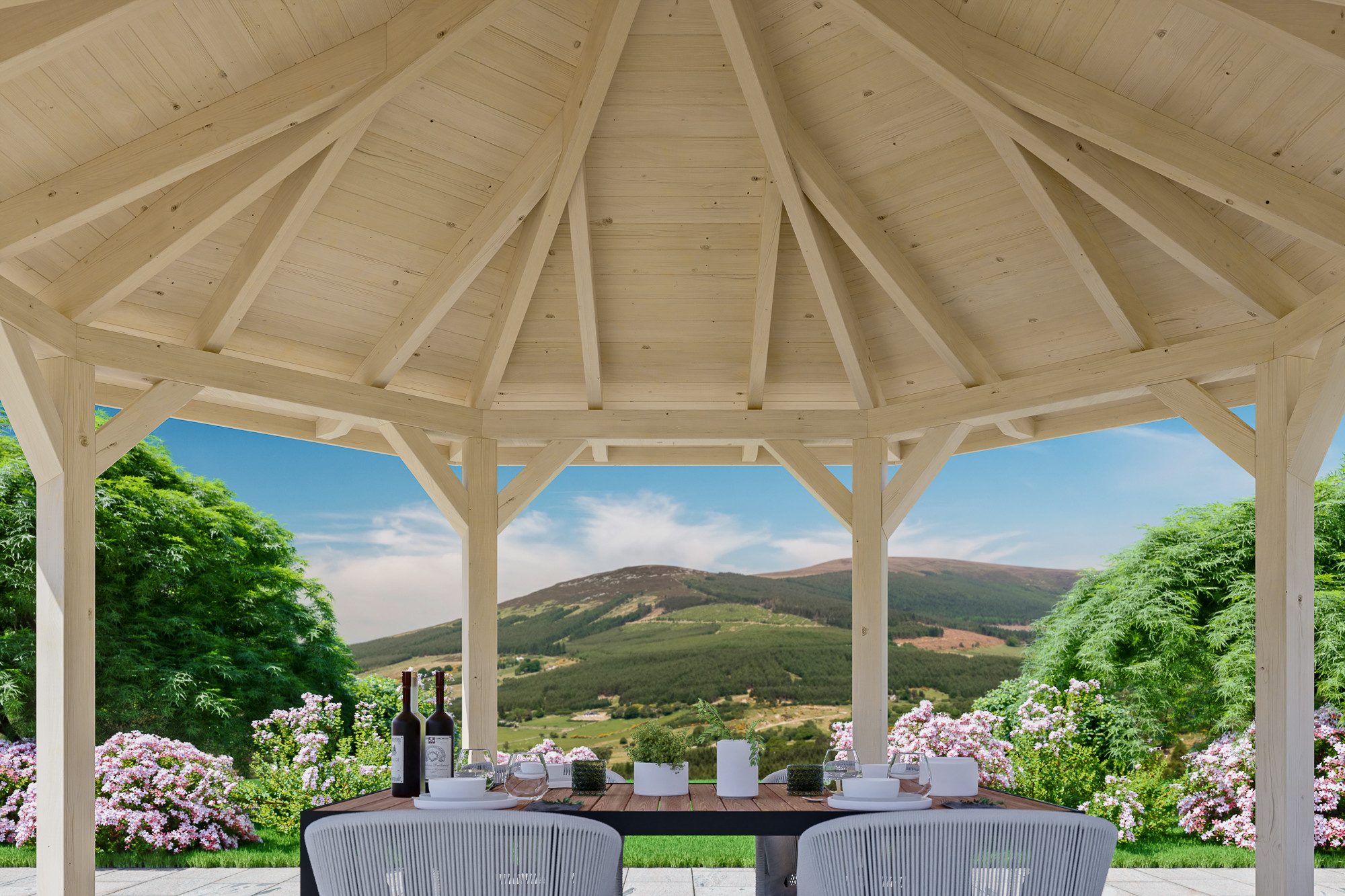 Skanholz Holzpavillon Nice 2, Leimholz, 399 x 399 cm