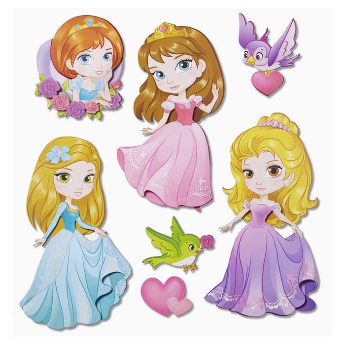 HobbyFun Aufkleber 3D Sticker XXL Prinzessin
