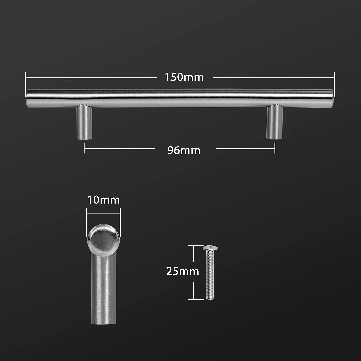 Stangengriff Bohrlochabst Türgriffe (Edelstahlrohr für T-Zuggriffe Griffe 10-St., Möbelgriff Edelstahl Mehrweg, 12 Möbelgriffe Zieht Ø Möbelgriff Küchenschranktüren 96mm Bedee Stangengriff), mm Relinggriffe
