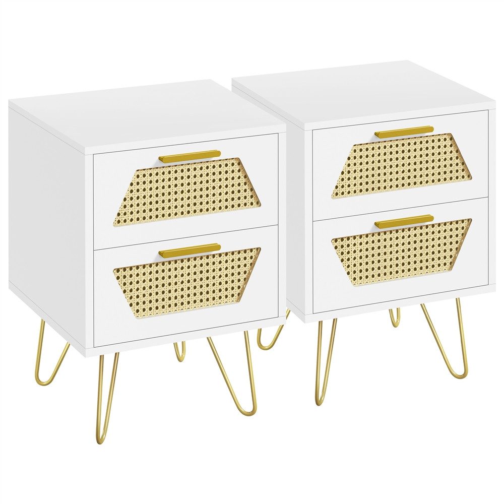 Yaheetech Nachttisch 40x40x55 cm (2-St), Rattan günstig online kaufen