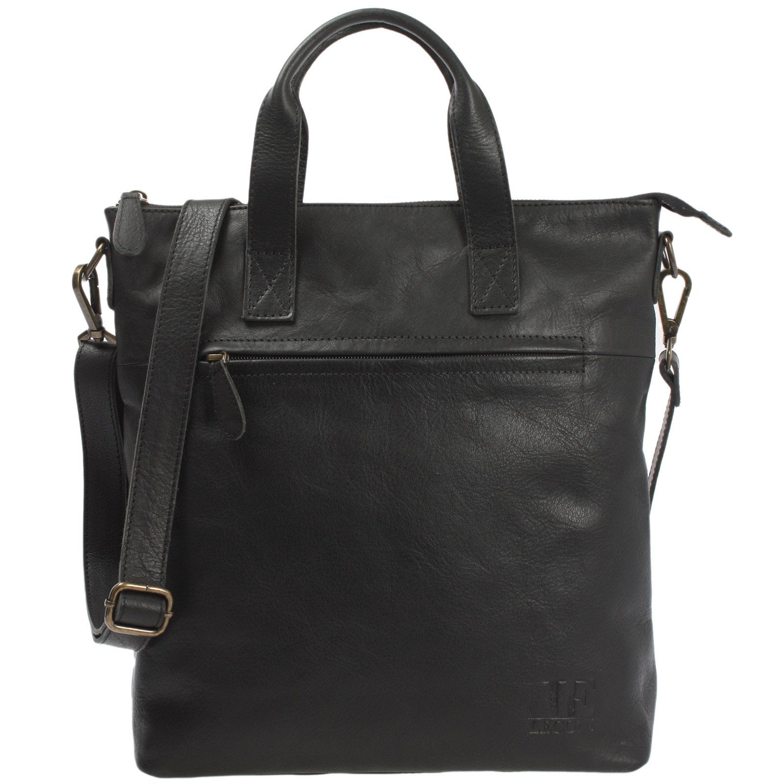 LECONI Umhängetasche Damentasche DIN A4 Henkeltasche Shopper Echtleder LE0068, Echtes Leder – mehrere Reißverschlussfächer – 31×33×10 cm