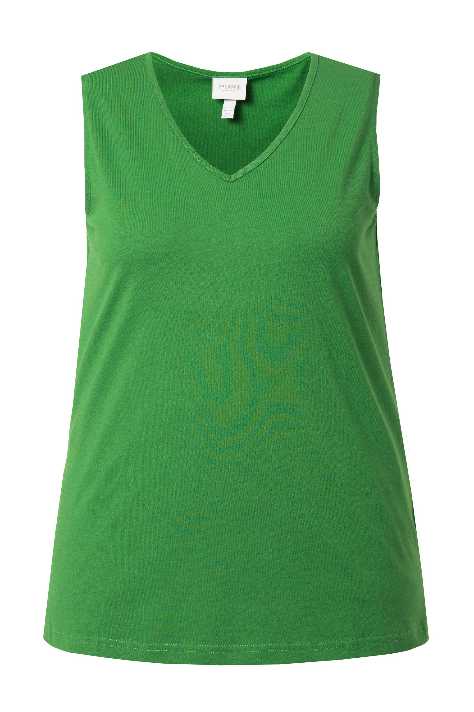 Ulla Popken Longtop Top Classic V-Ausschnitt ärmellos Biobaumwolle günstig online kaufen