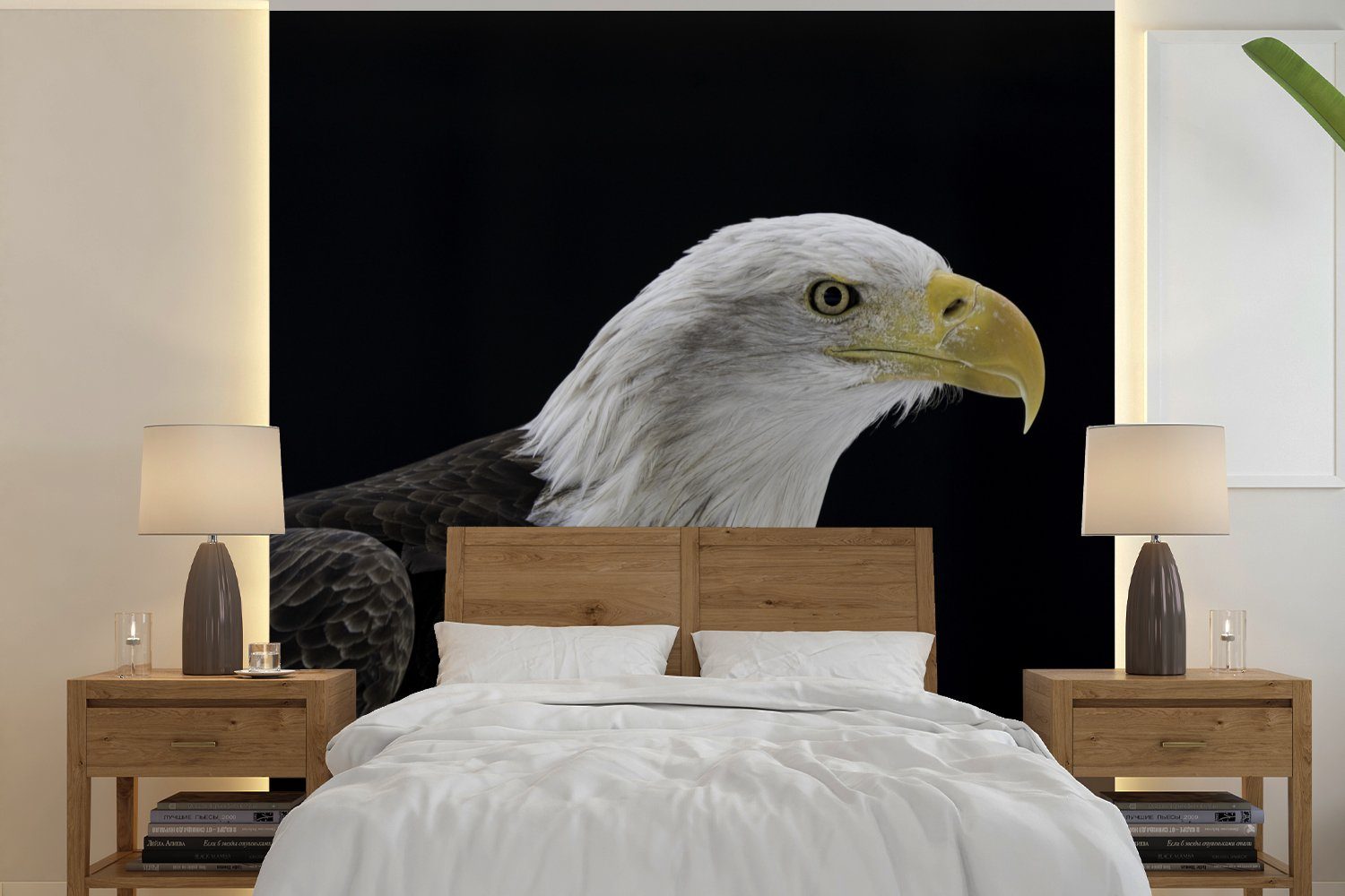 MuchoWow Fototapete Adler - Vogel - Schnabel - Schwarz, Matt, bedruckt, (4 St), Vliestapete für Wohnzimmer Schlafzimmer Küche, Fototapete
