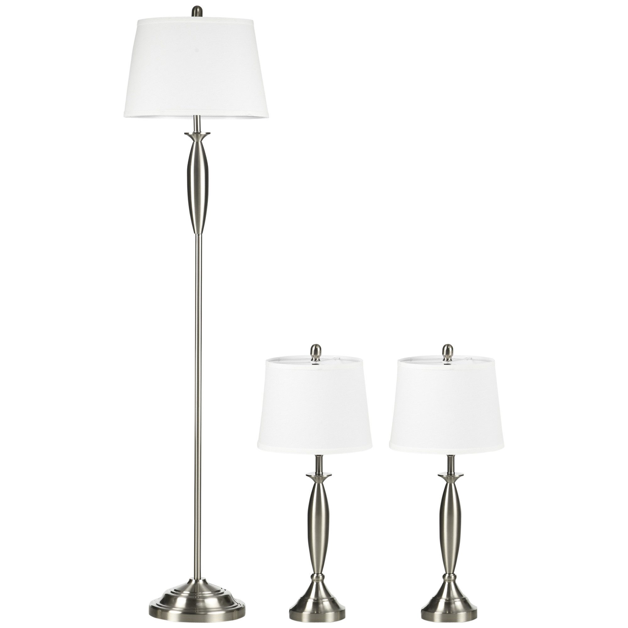 LED Stehlampe 3-tlg Lampenset mit Stehleuchte & 2 Tischlampen E27 -