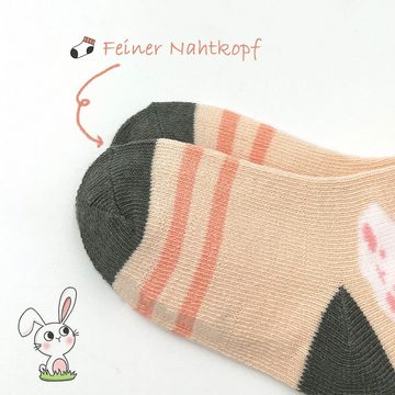 Vivi Idee Socken 5/10 Paar Kinder Baumwolle Socken Set, Sneakersocken Strümpfe füßlinge (5-Paar) 1-5 Jahre, Sport Kindersocken für Mädchen, Champignon