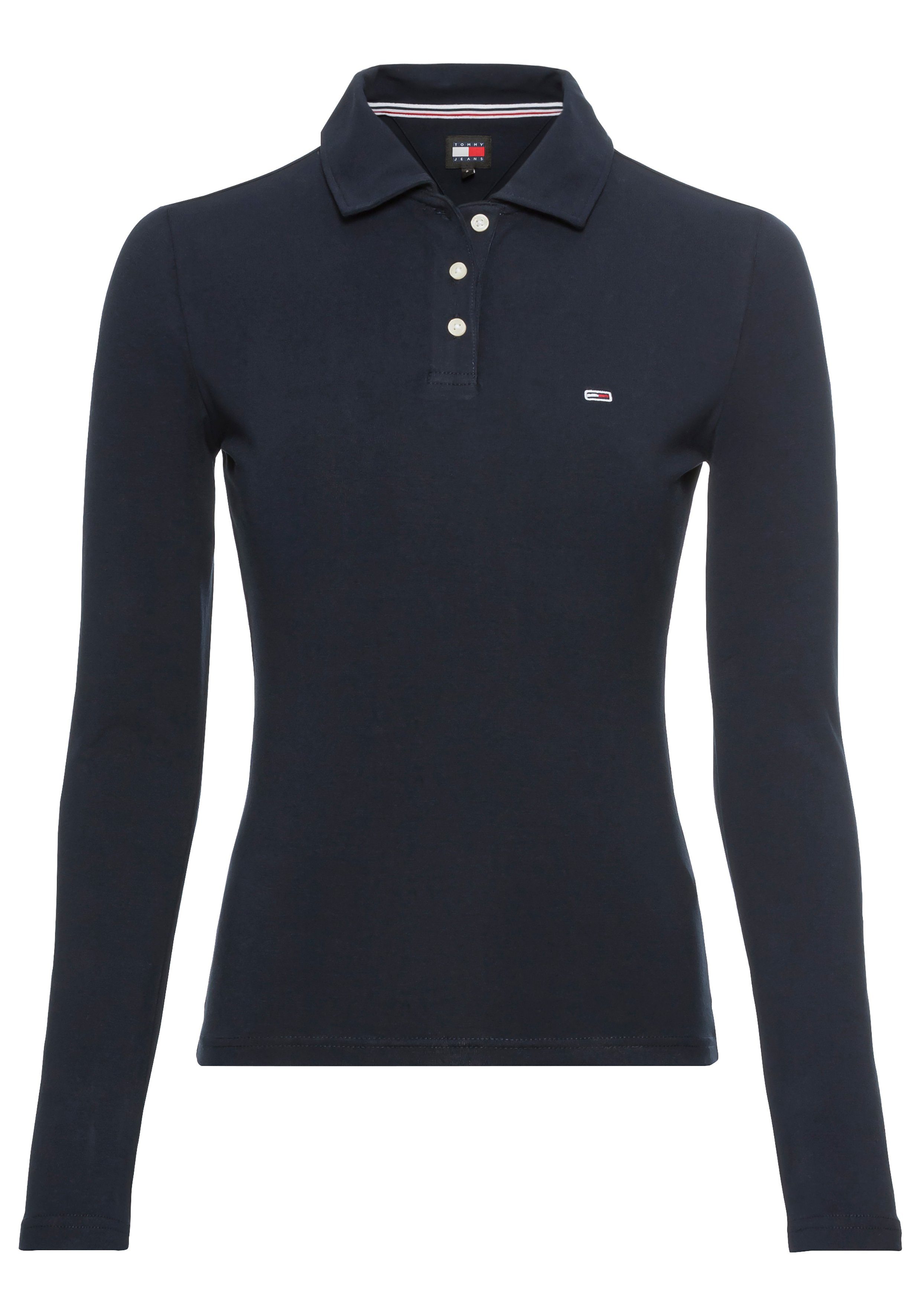 Tommy Jeans Poloshirt TJW SLIM ESSENTIAL POLO LS mit Tommy Jeans Logo-Flag auf der Brust