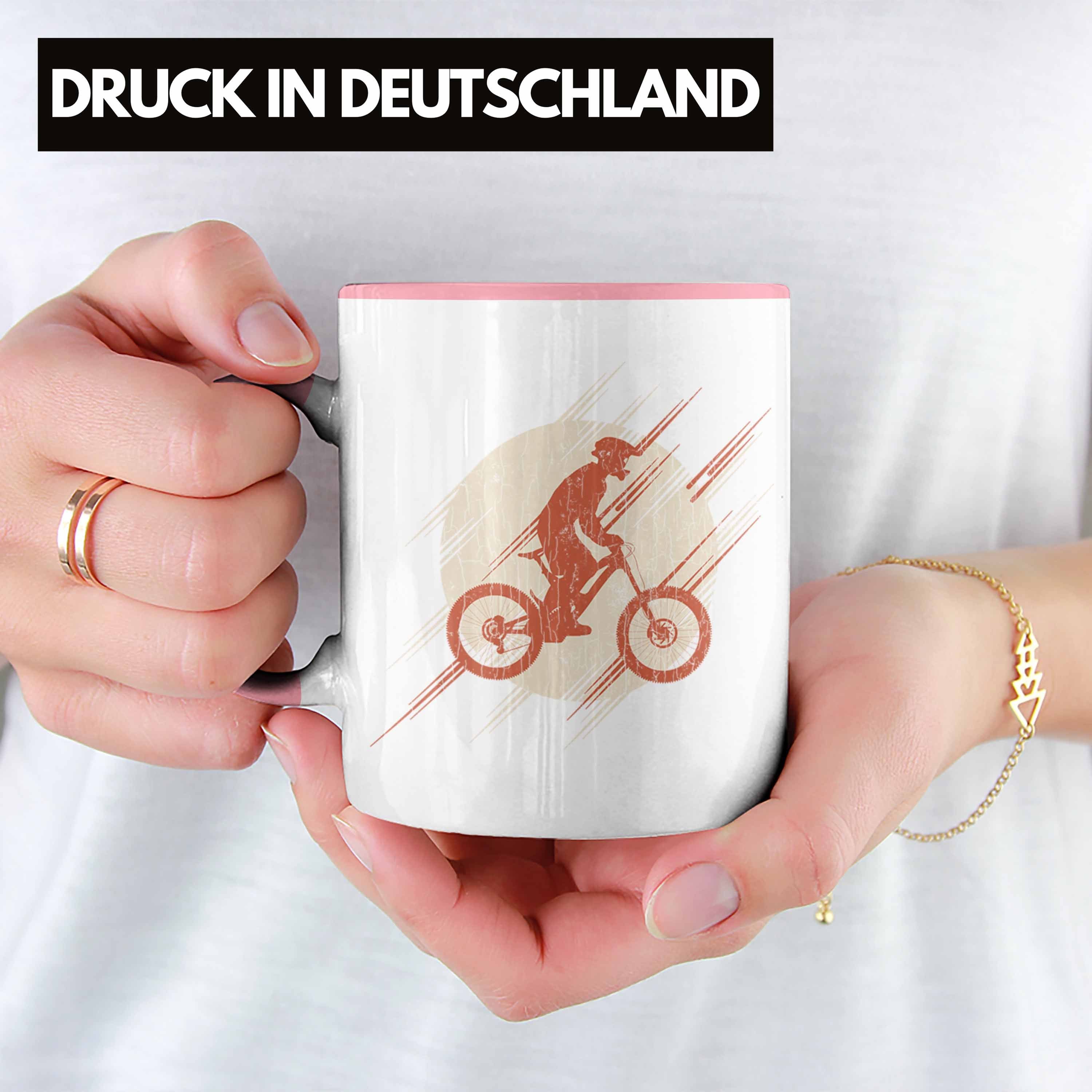 Trendation Tasse Trendation - Moutainbike Tasse Kinder Geschenk MTB Grafik Accessories Geschenkidee Männer Lustig Kaffeetasse Mountainbiker Rosa