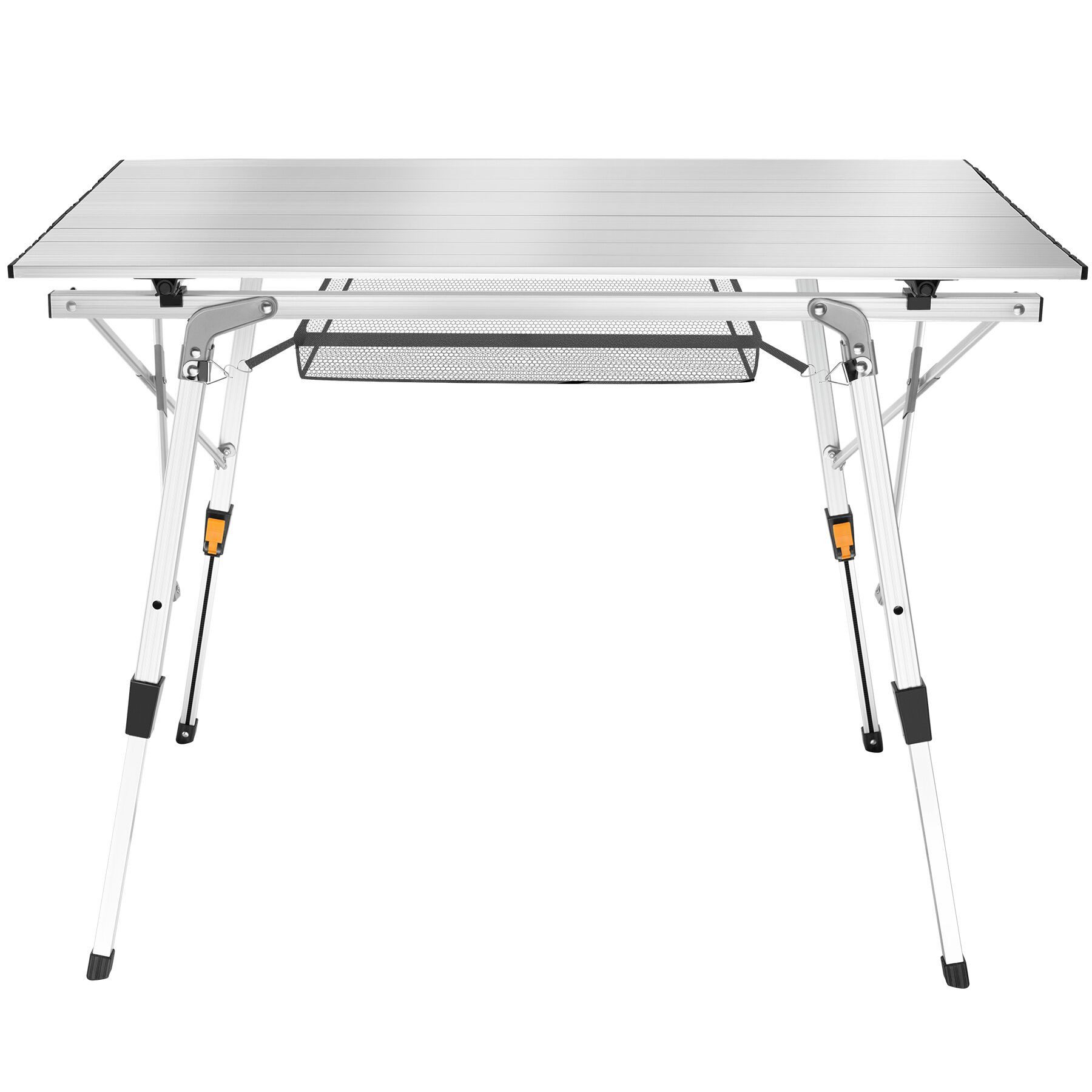 tectake Campingtisch Aluminium Klapptisch - faltbar, wetterfest, 90 x 52 x 47 - 70 cm (Outdoor Beistelltisch Tina, 1-St., in silber), höhenverstellbar, mit Aufbewahrungsnetz und Tragetasche
