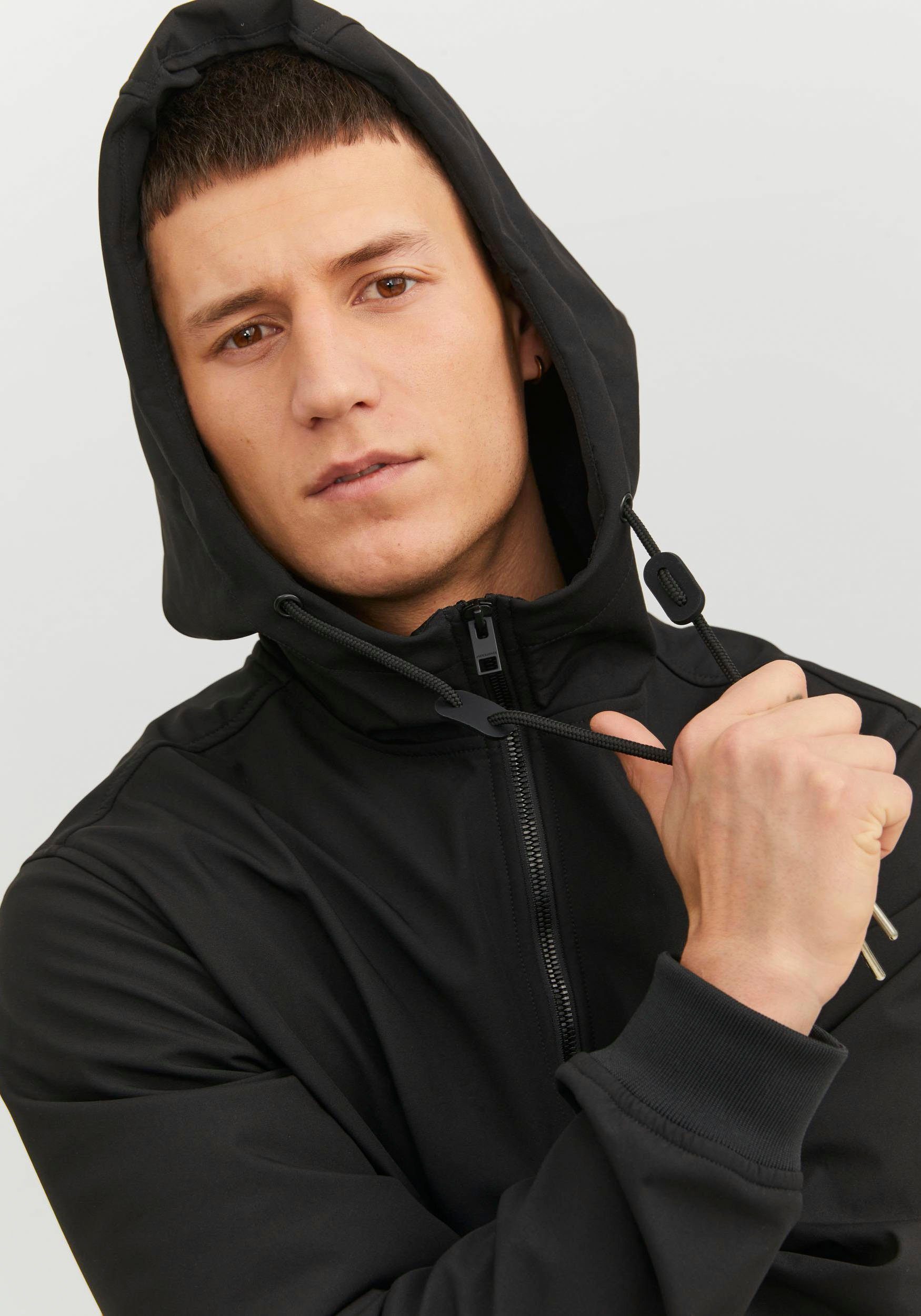 Jones & NOOS SOFTSHELL JJEBASIC Jack Softshelljacke HOOD Black