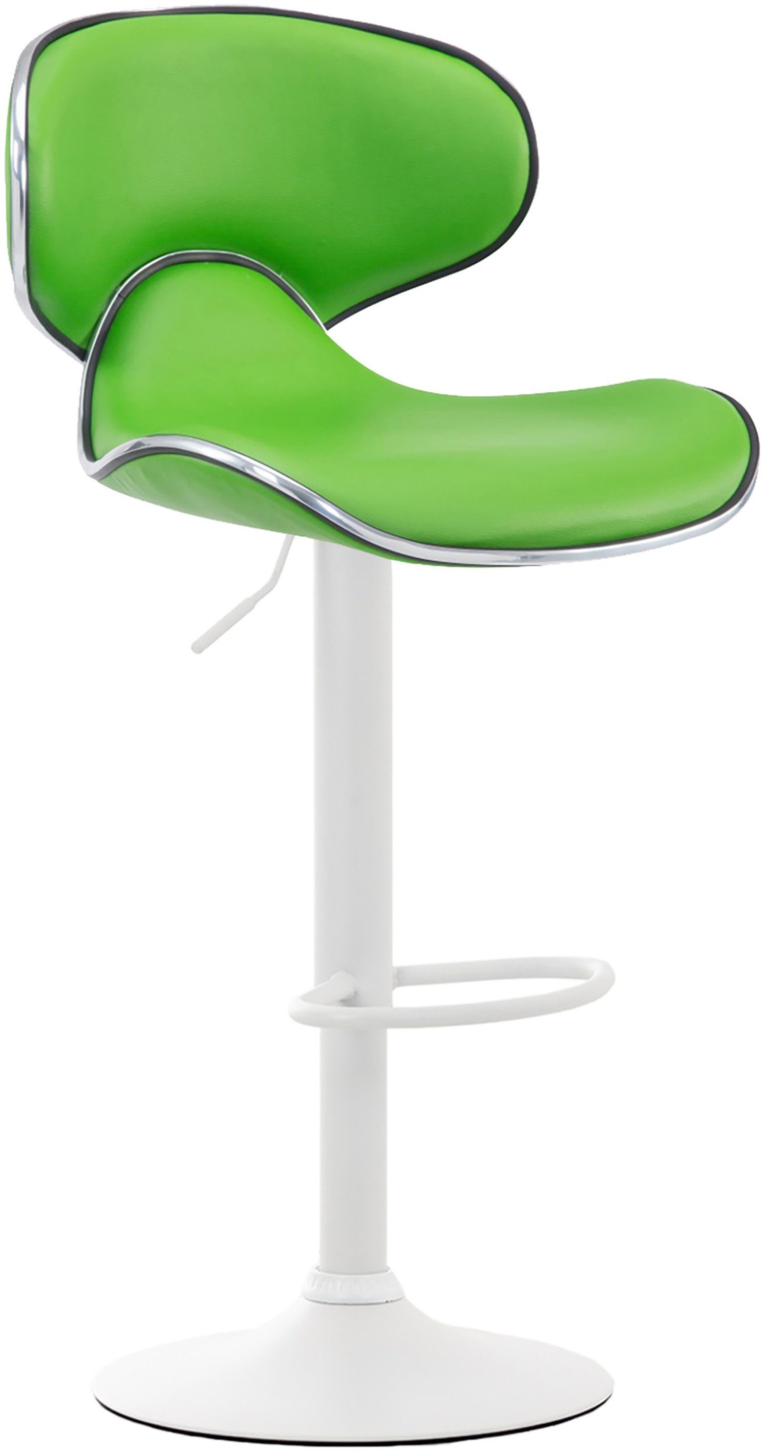 TPFLiving Barhocker Las-Palmas (mit hoher Rückenlehne - höhenverstellbar - Hocker für Theke & Küche), 360° drehbar - Gestell: Metall weiß - Sitzfläche: Kunstleder Grün