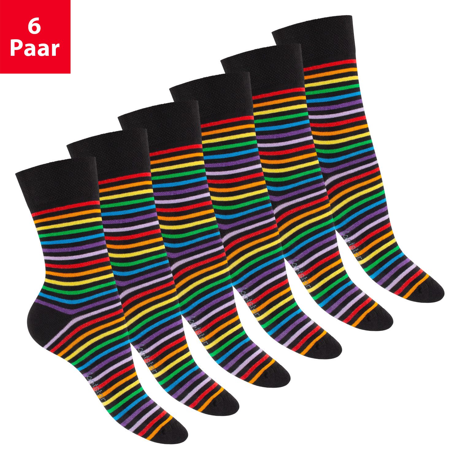 Footstar Socken Damen & Herren Ringel Socken (6 Paar)