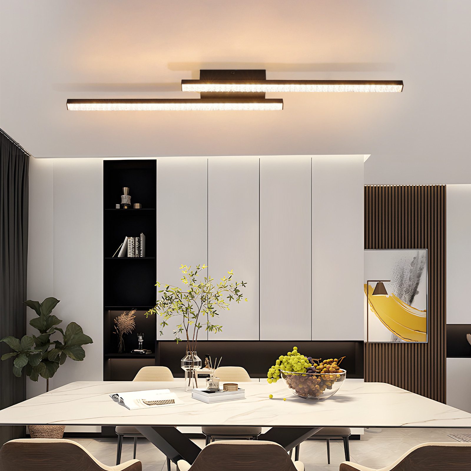 Nettlife LED Deckenleuchte Modern schwarz 2-flammig Kristall Deckenlampe 12W, LED fest integriert, Warmweiß, für Flur Küche Schlafzimmer Diele Warmweiß (3000K) – Bild 2 von 5
