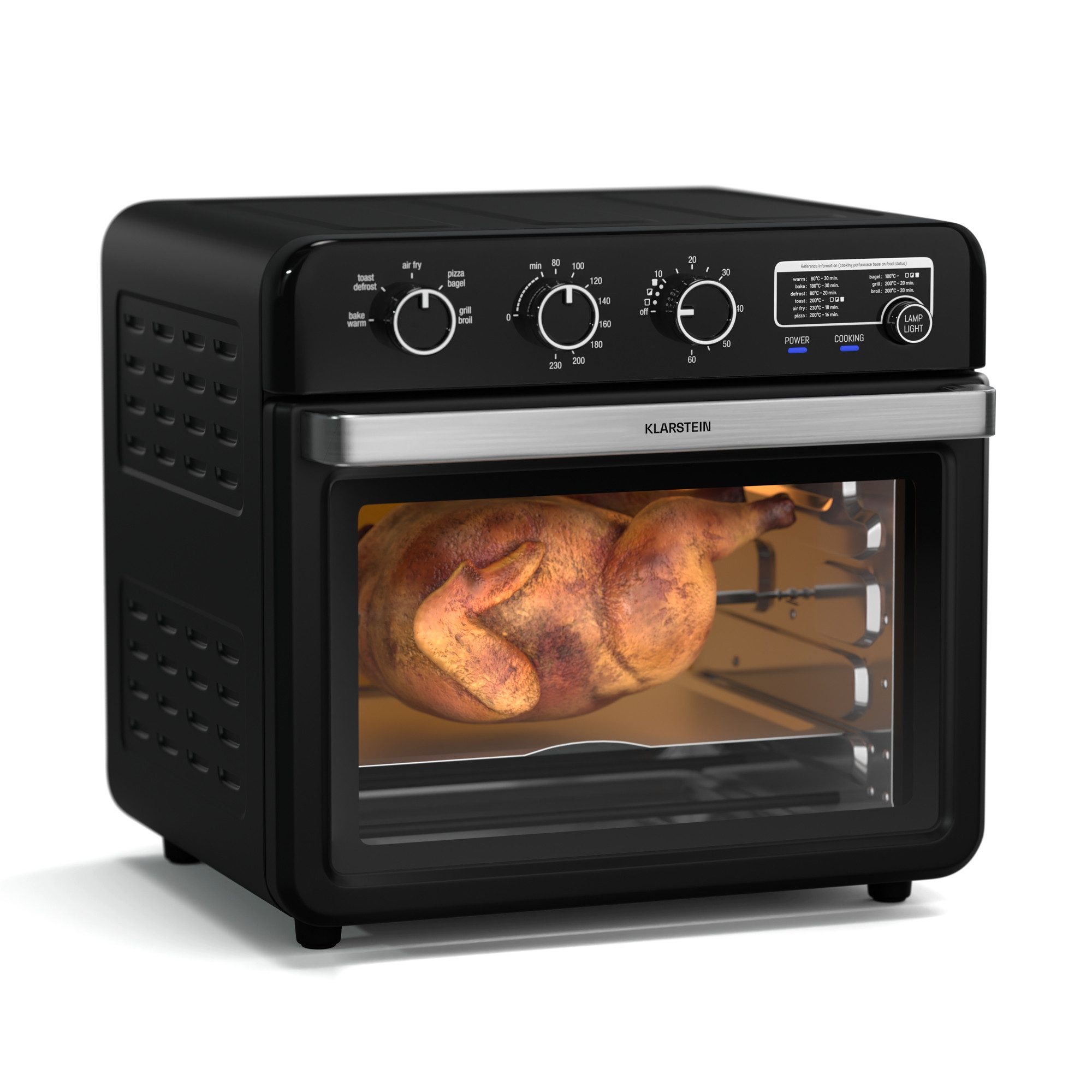 Klarstein Heißluftfritteuse, 2000 W, Heißluftfritteuse Backen Rösten Grill 34L 2000 W Timer