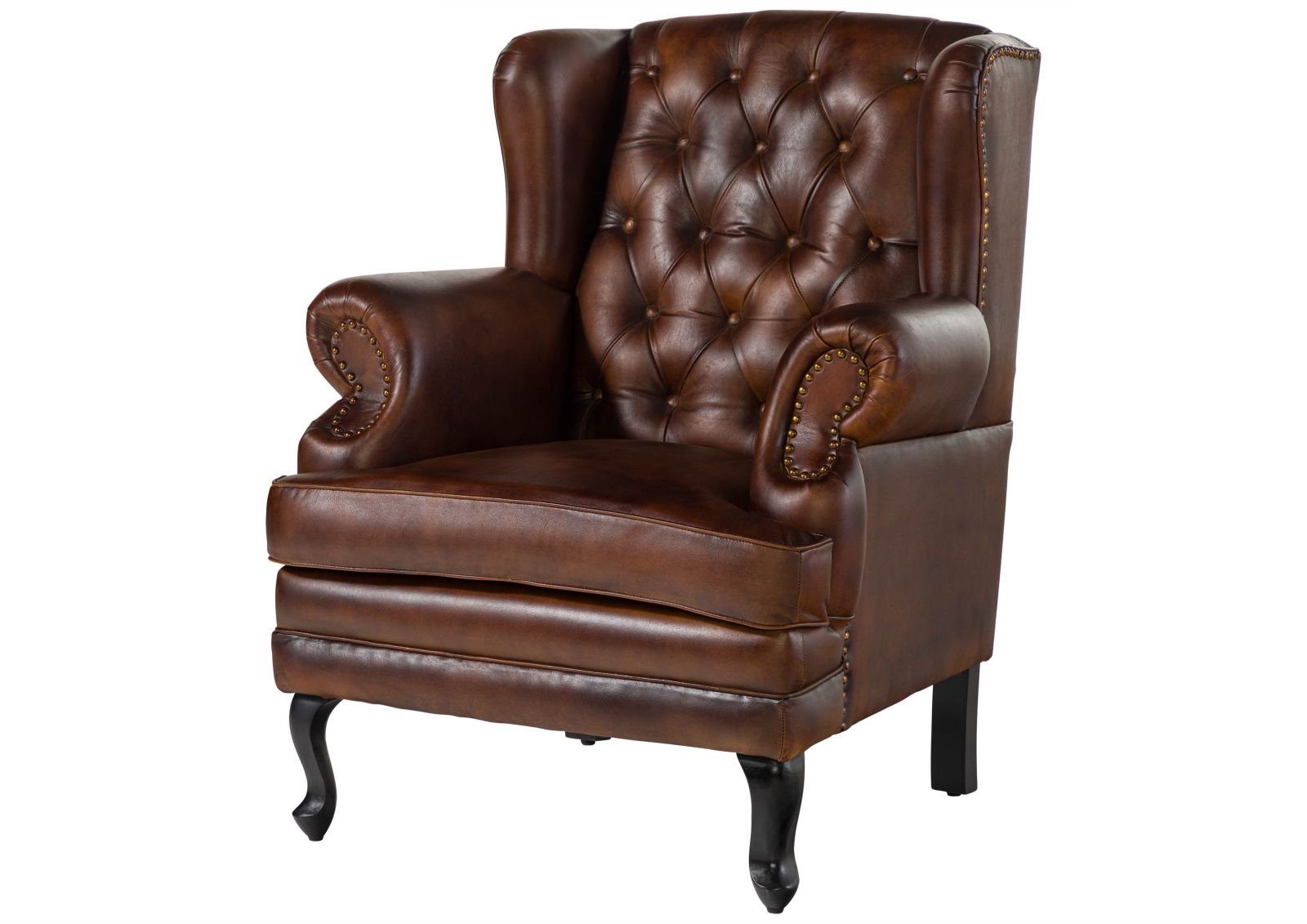 Massivmoebel24 Sessel (Ohrensessel Echtleder 88x80x108 braun günstig online kaufen