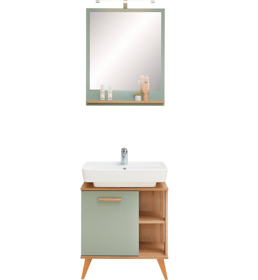 PELIPAL Badmöbel-Set »Quickset 963«, (2-St), aus Spiegel und Waschbeckenunterschrank, Holzgriff, Türdämpfer-HomeTrends