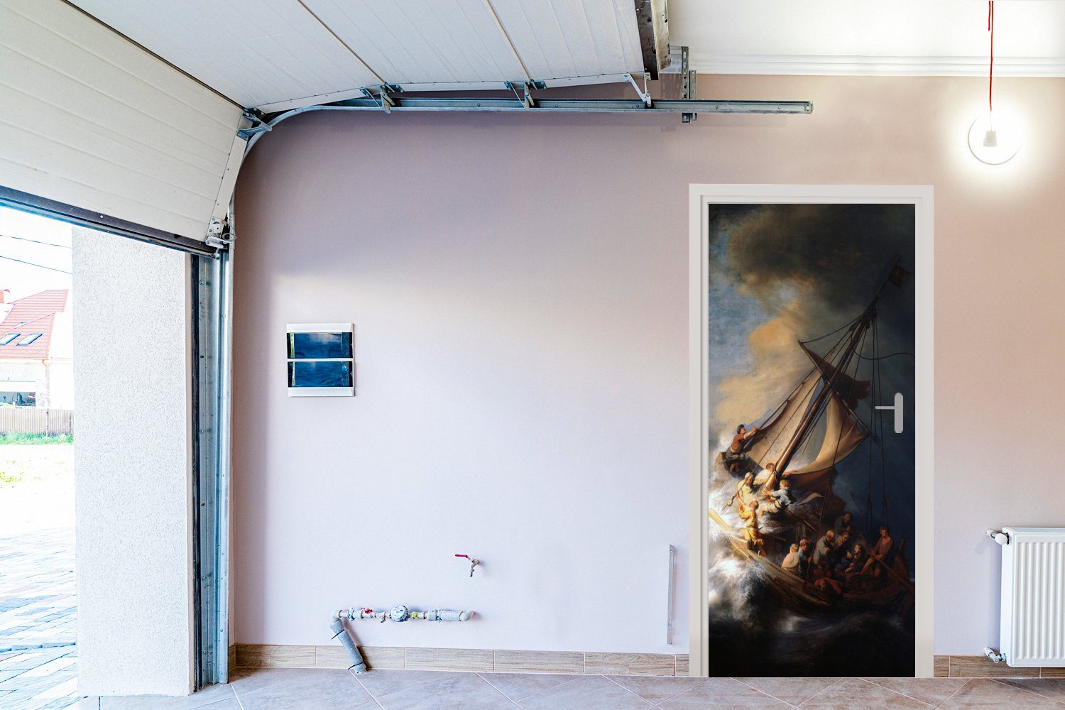 75x205 van Rembrandt dem See Genezareth Türaufkleber, Sturm auf für Rijn, MuchoWow Der Tür, Fototapete (1 Türtapete bedruckt, Matt, cm St), -