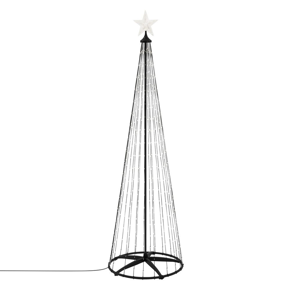 ECD Germany LED Baum LED Weihnachtsbaum Außen mit Sternspitze Lichterpyramide Lichterbaum, 210 cm Weihnachtsdeko Lichterkette mit 370 LED Warmweiß Timer Dimmbar