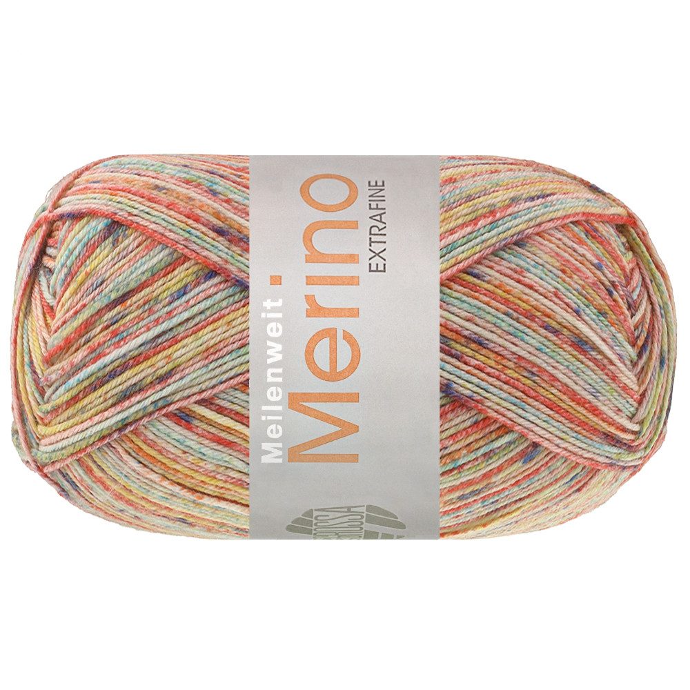 LANA GROSSA MEILENWEIT 100 Merino Extrafine MOUNTAIN Merino-Sockenwolle Häkelwolle, 420 m (Sockengarn aus Merino-Wolle, waschmaschinenfest, Extrafeine Merinowolle mit wunderschönem Farbeffekt), 100 g