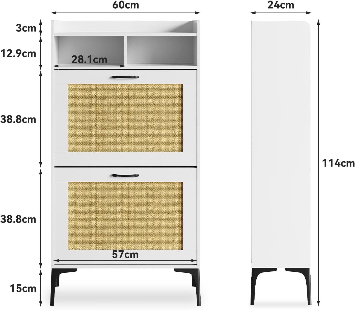 Dripex Schuhschrank mit Rattan-Dekoration, 2 klappbare günstig online kaufen