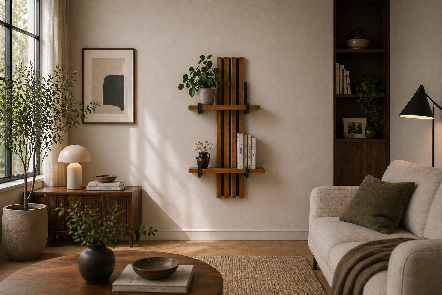 Living Oak Wandregal Eiche No.04 - Leistenregal aus Massivholz