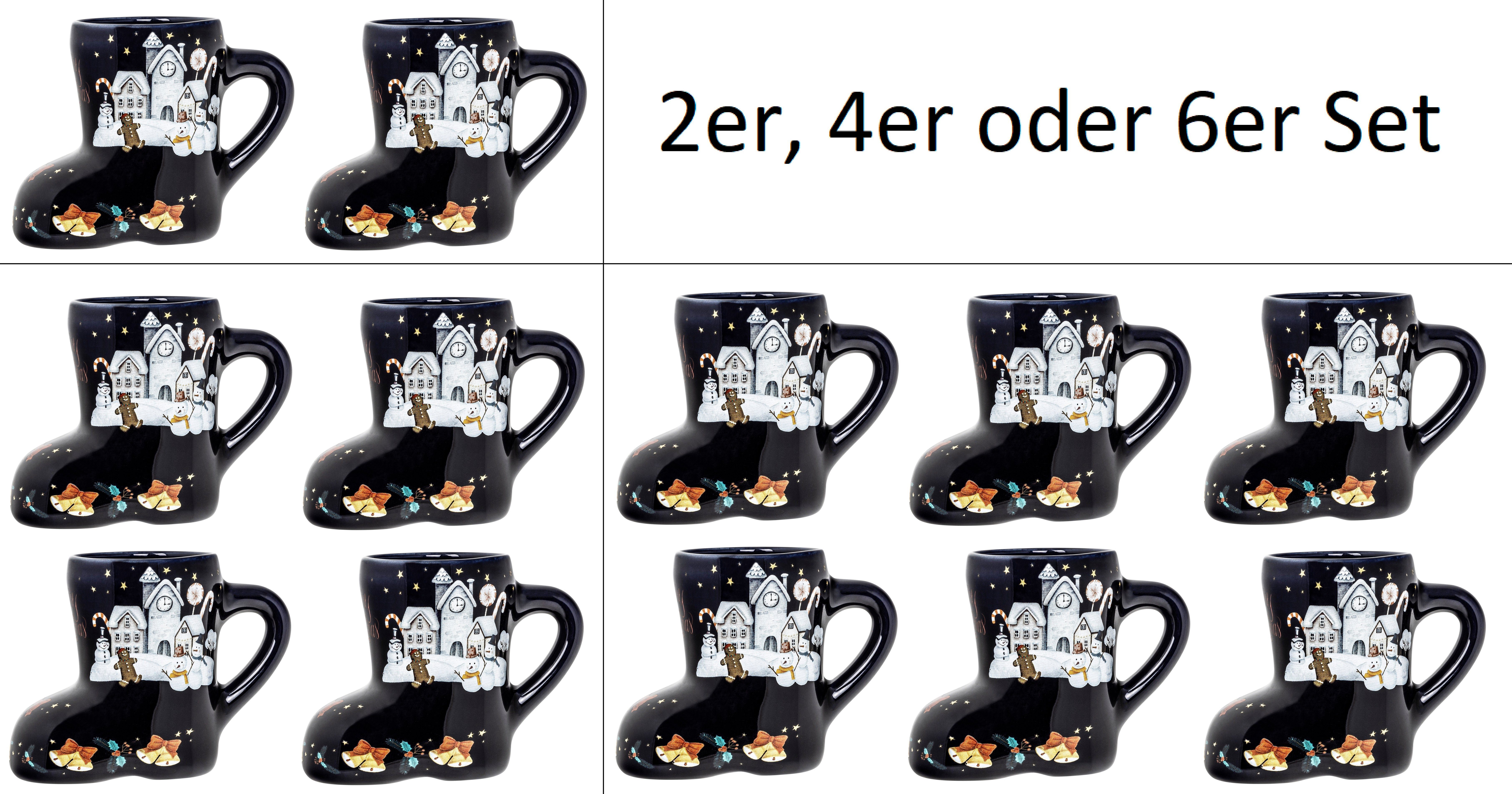 Haushalt International Becher Glühweintassen Kinderpunschbecher Stiefelform aus Keramik ca. 0,25ltr., Leicht zu reinigen / Spülmaschinengeeignet