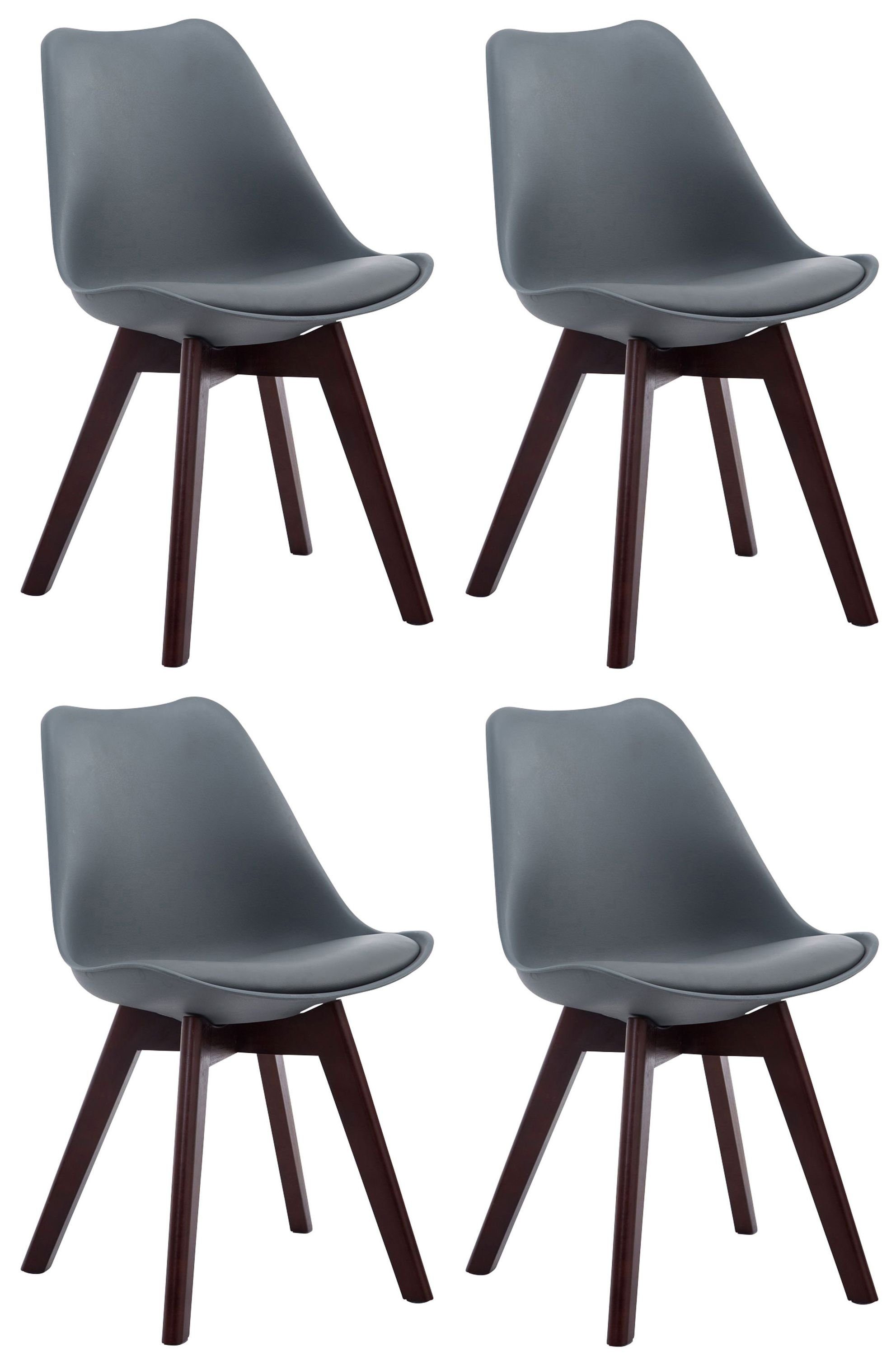 V2 grau CLP (4er Küchenstuhl Kunstleder Borneo Set), Kunststoffsitzschale