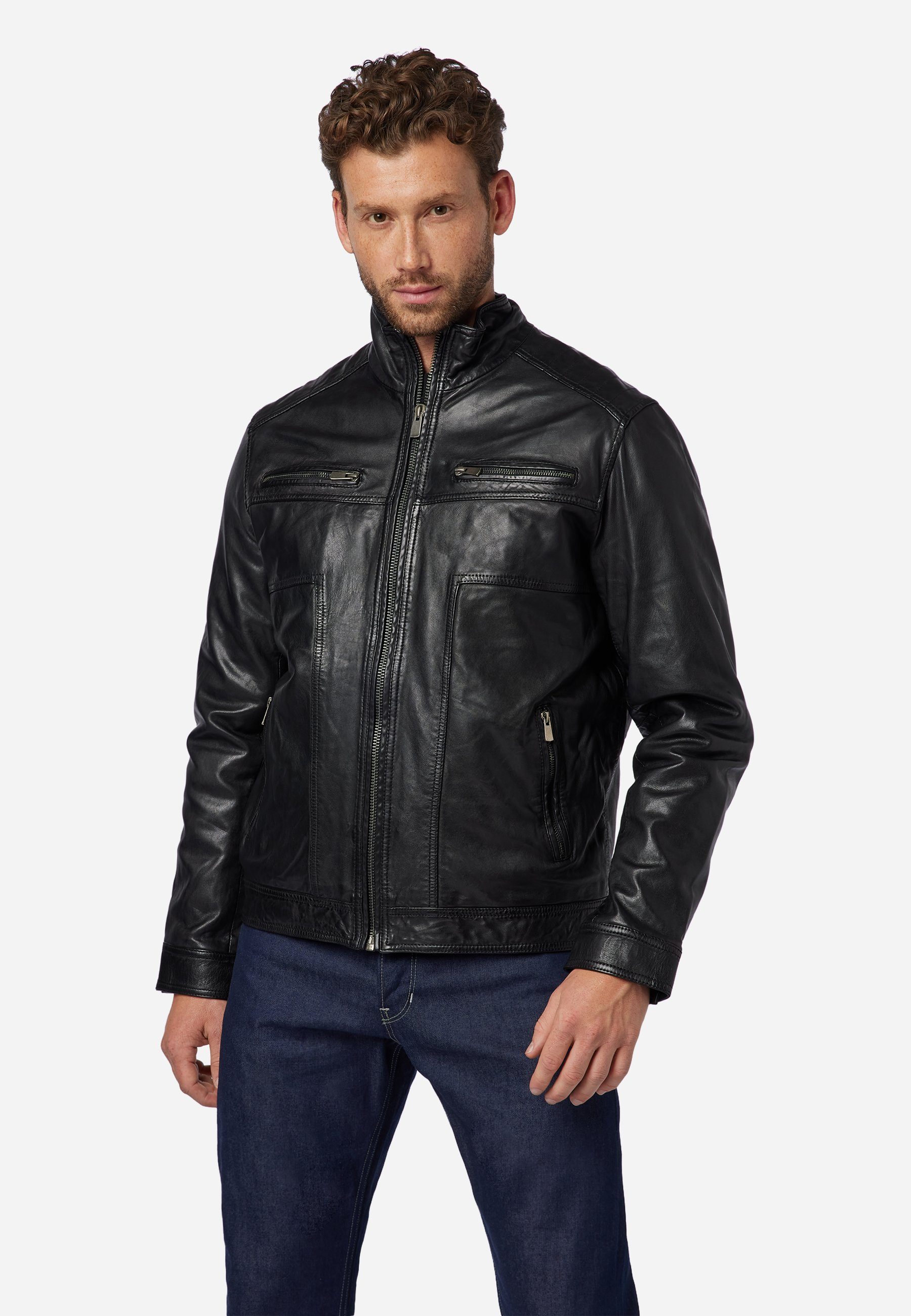 RICANO Lederjacke hochwertiges Lammleder Schwarz Albert