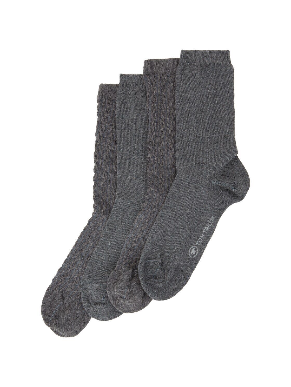 TAILOR Viererpack) Socken mit melange (im Viererpack grey Socken Struktur TOM im