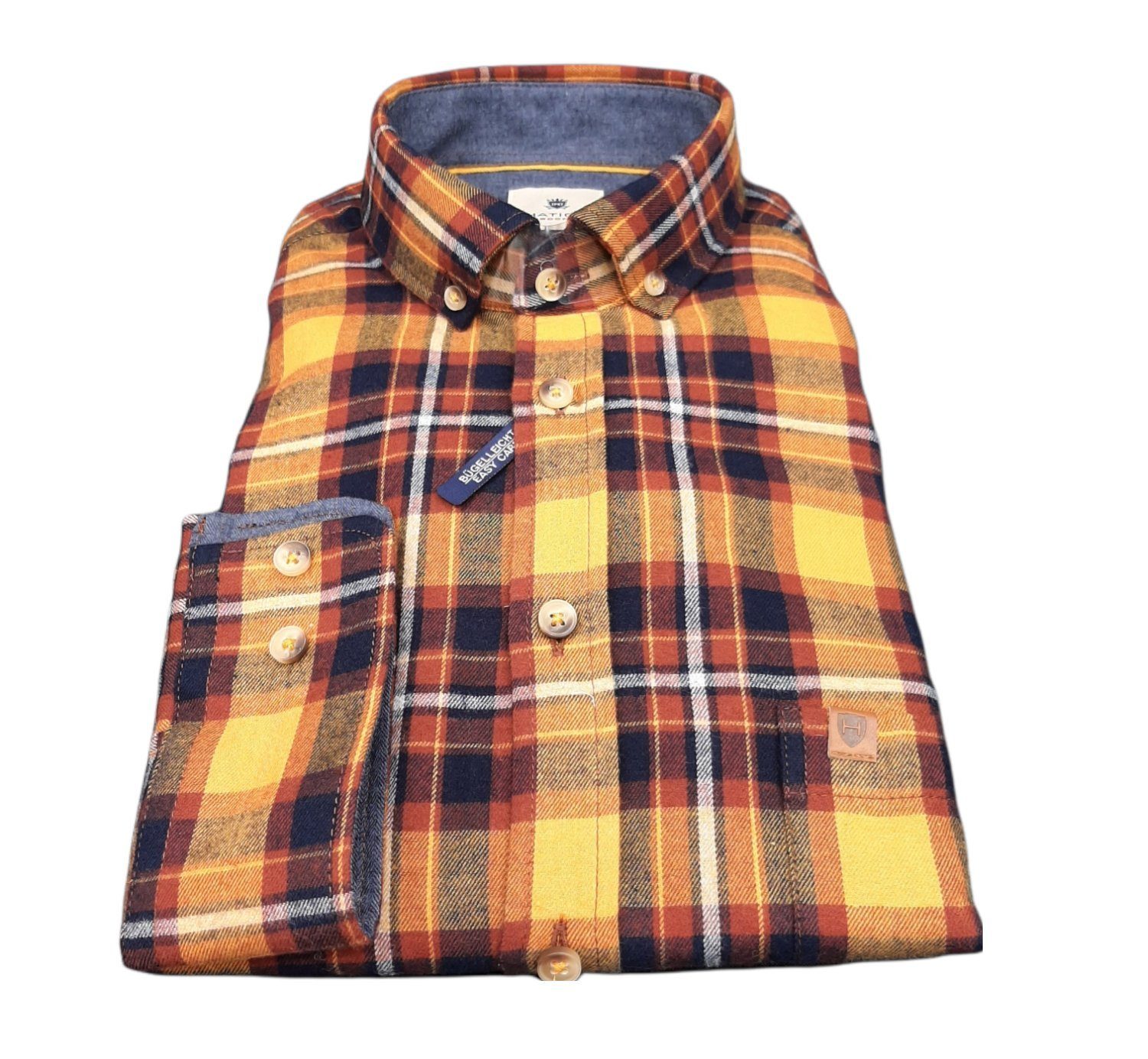 Hatico Langarmhemd »Herren Button Down Hemd 1/1, Regular Fit, 30053 31209  555, kariert gelb blau« online kaufen | OTTO