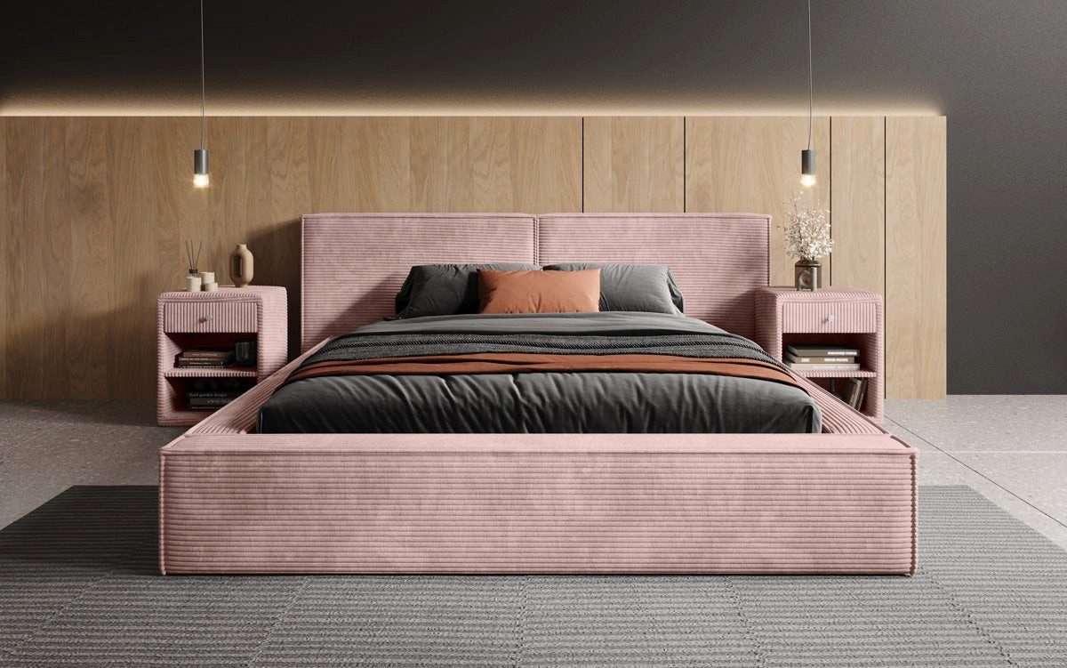 Luxusbetten24 Polsterbett Designer Polsterbett Ophelia in Cord, mit Stauraum