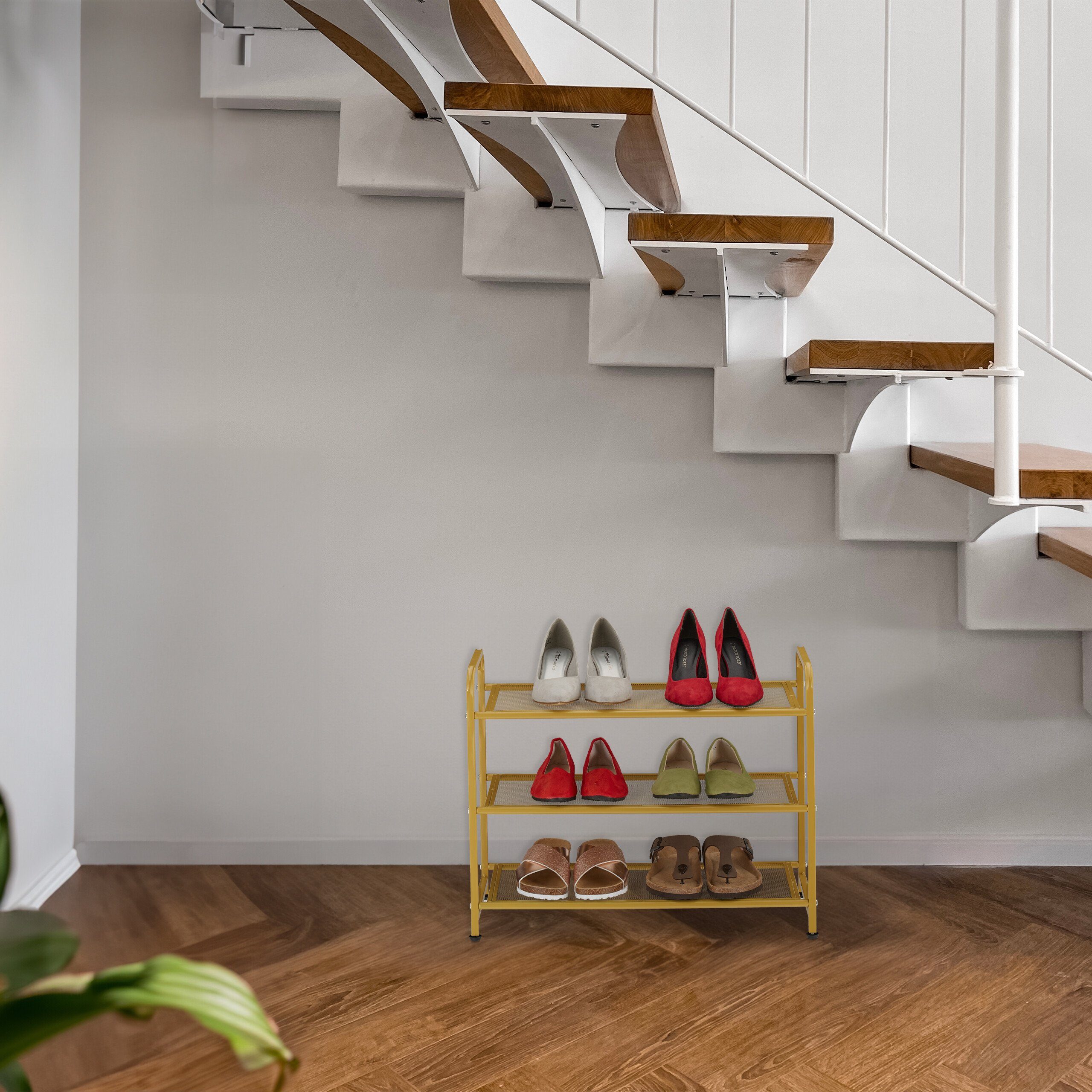 relaxdays Schuhregal Goldenes Schuhregal Metall günstig online kaufen