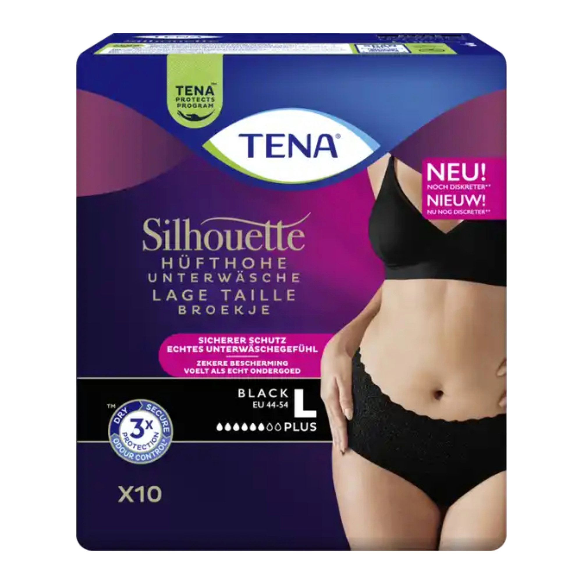 TENA Inkontinenz-Pants TENA - Silhouette Plus Black, L Gr., 10-St.