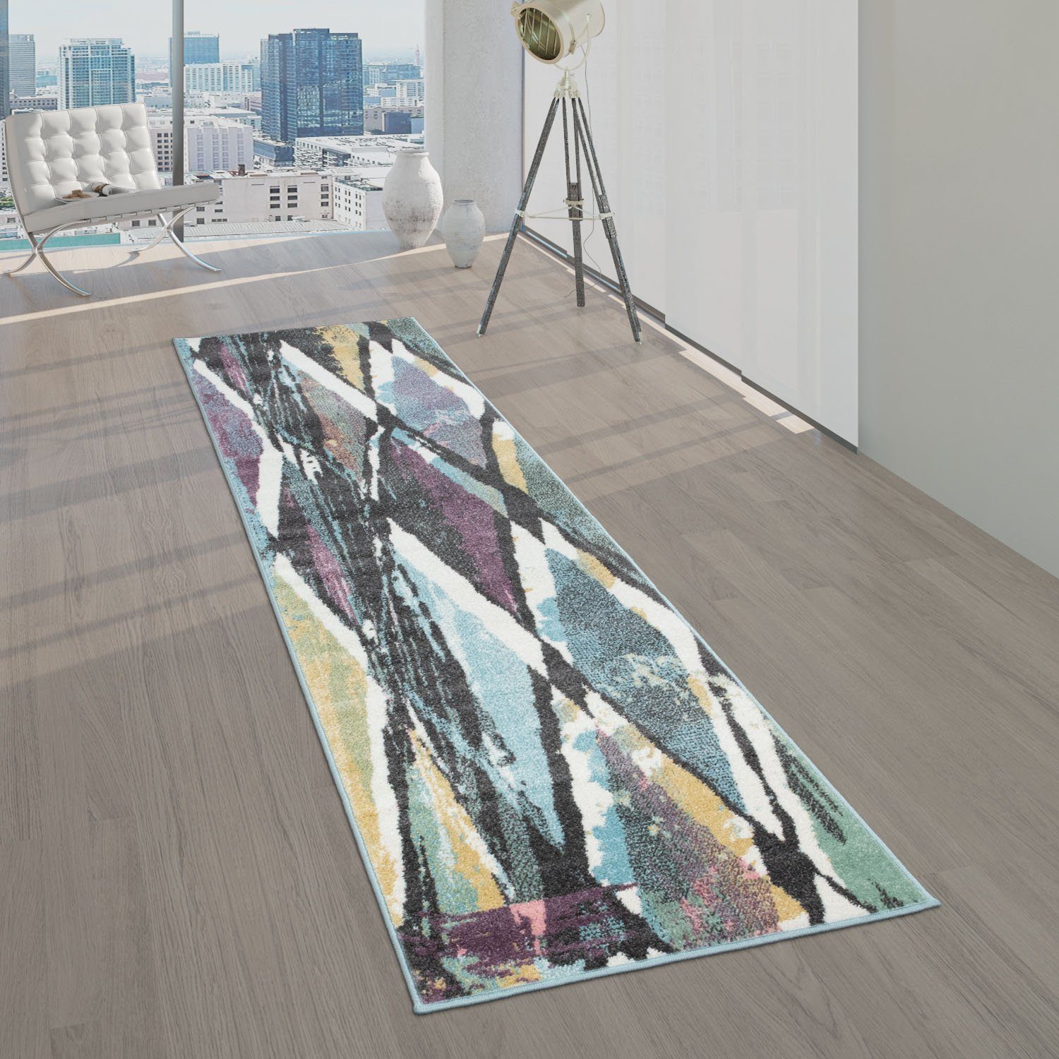 Läufer »Petit 485«, Paco Home, rechteckig, Höhe 9 mm, Teppich-Läufer, Kurzflor, modernes Rauten Design, Pastell-Farben, ideal im Flur & Schlafzimmer-Otto