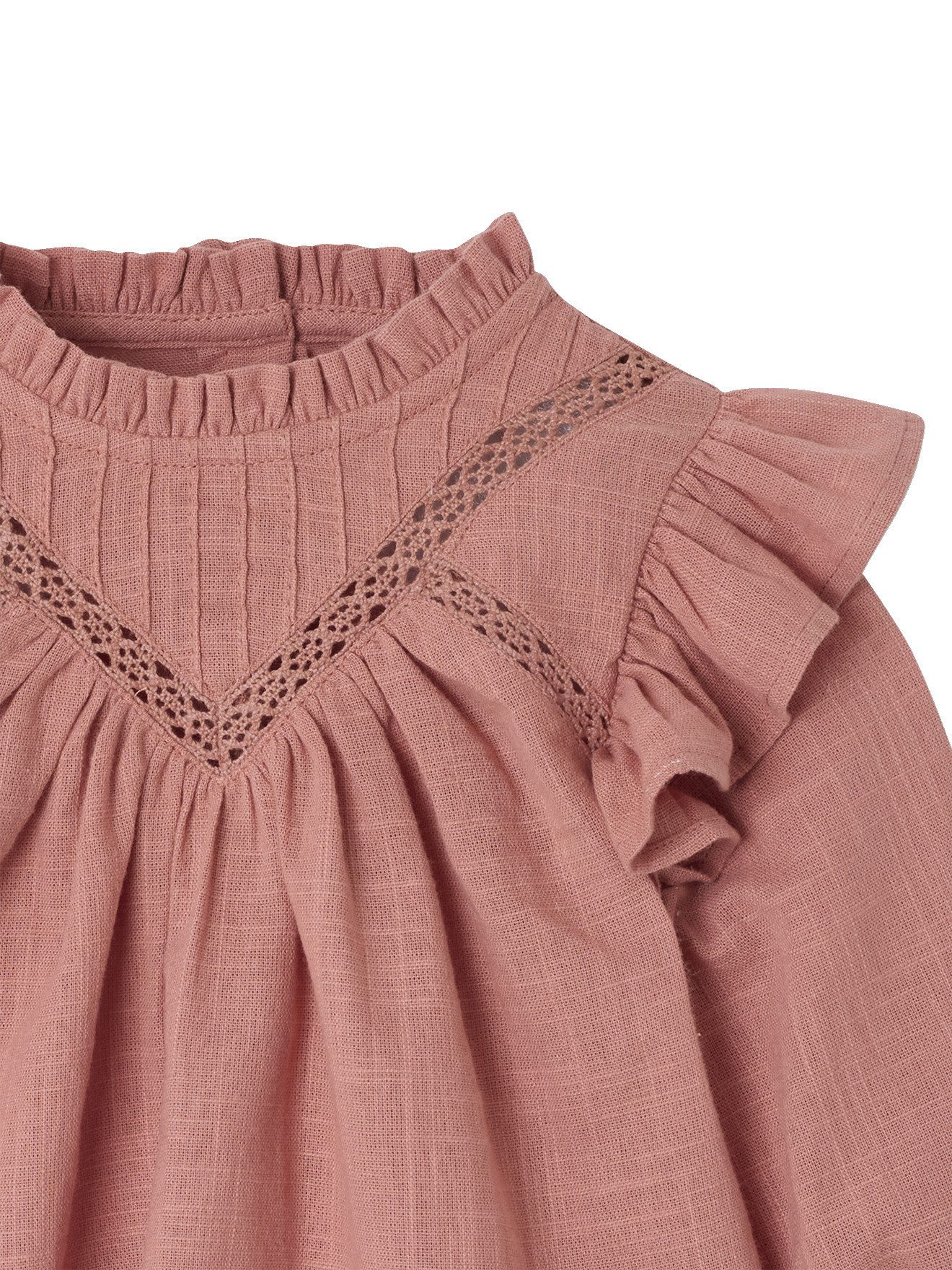 vertbaudet Langarmhemd Mädchen Baby Bluse mit Volants, Struktureffekt Volant
