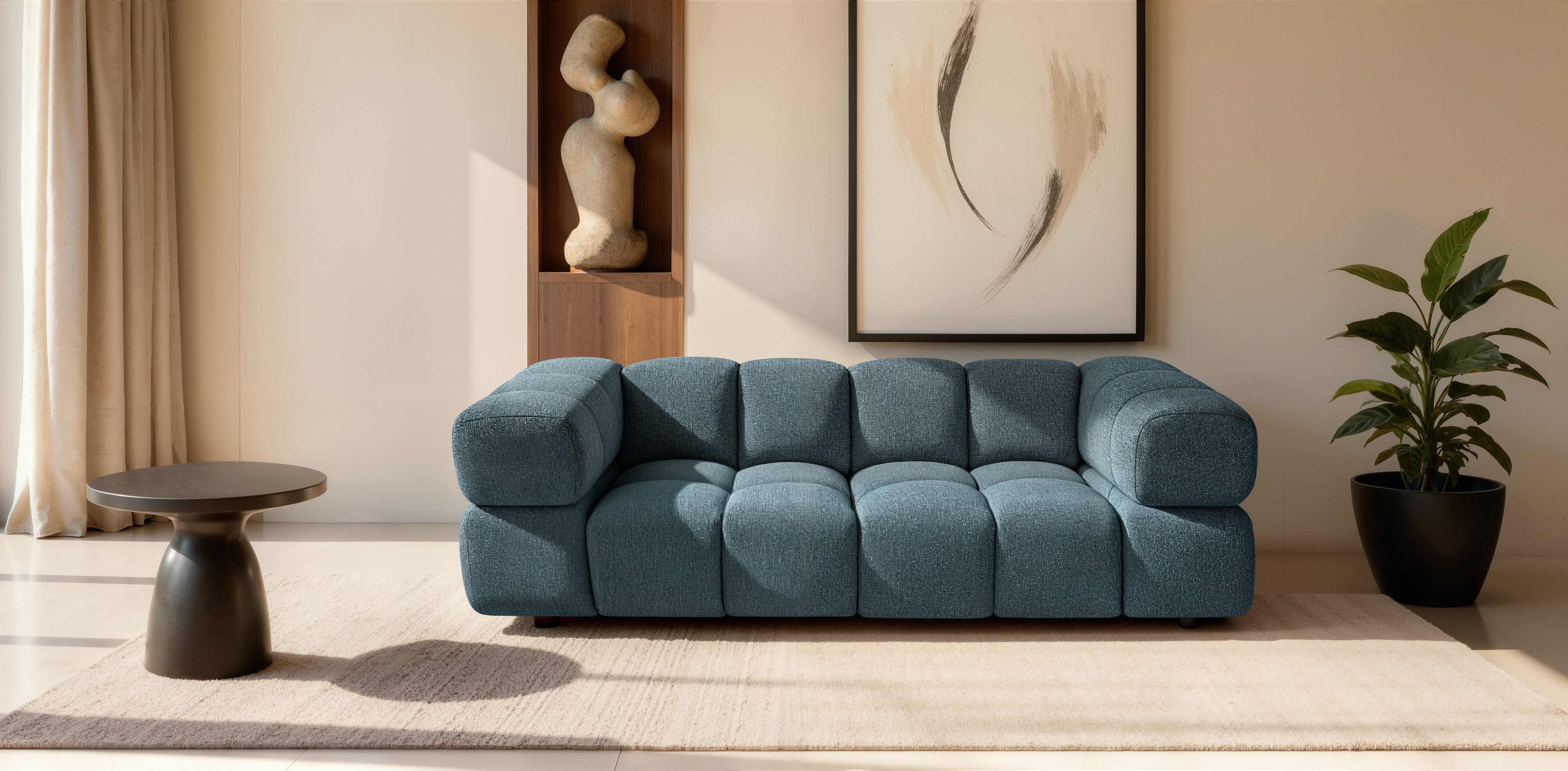 Kaiser Möbel Sofa 3-Sitzer für Wohnzimmer, Stoff Puente, Averro, 3-Sitzer Sofa, exklusive 3D-Gewebestruktur,luxuriöse Optik für Design-Wohnräume