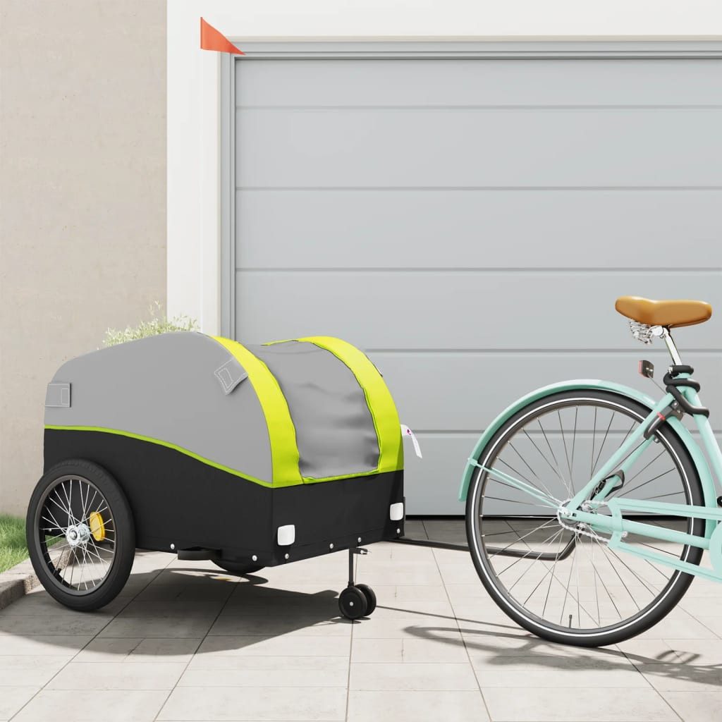 vidaXL Fahrradlastenanhänger Fahrradanhänger Schwarz und Grün 45 kg Eisen