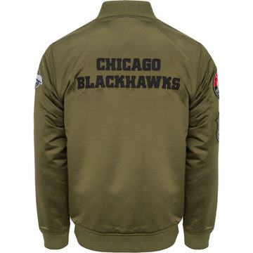 Mitchell & Ness Bomberjacke Satin PATCHES Chicago Blackhawks