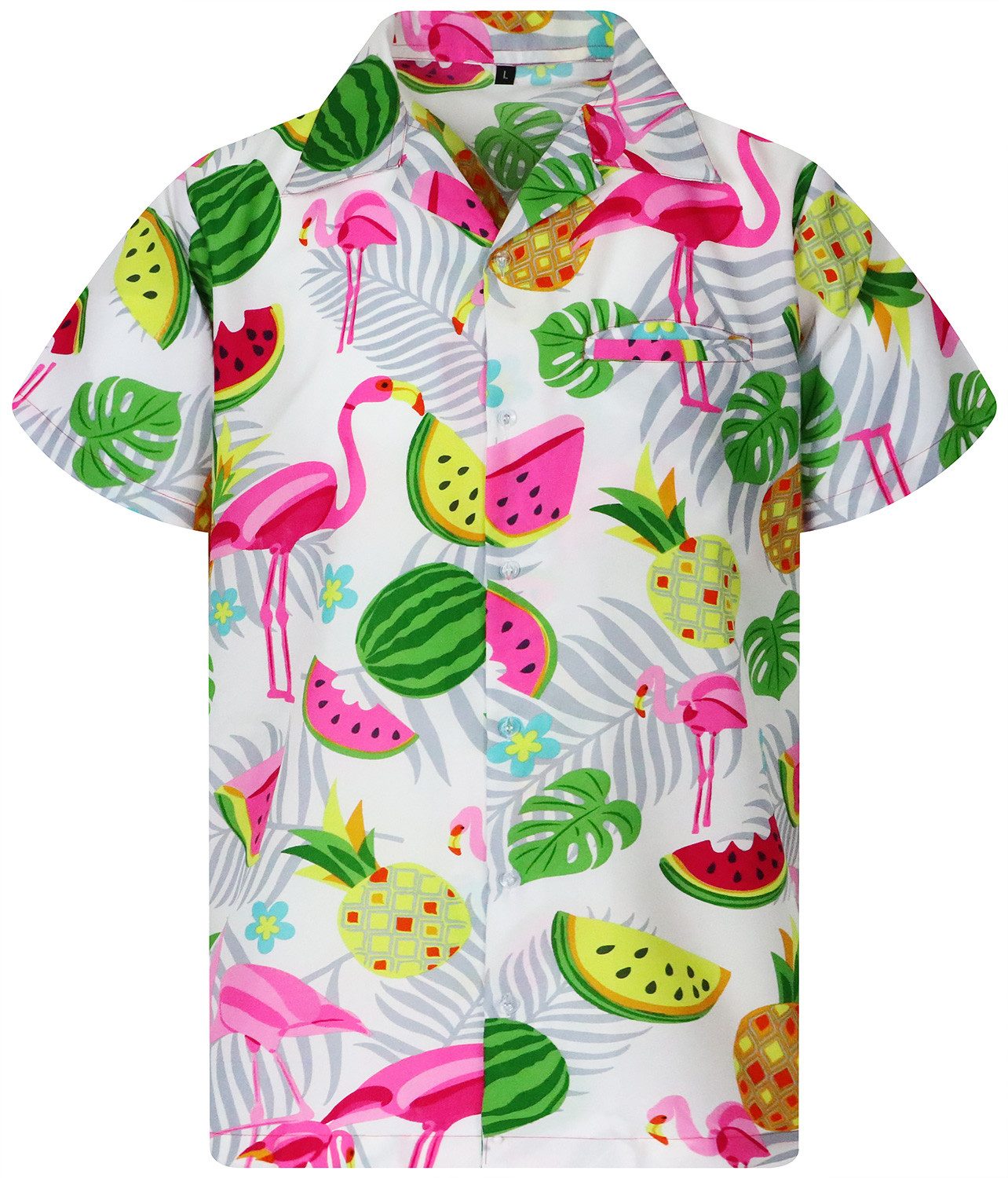 King Kameha Hawaiihemd Flamingo Melone Funky Hawaii-Hemd Herren Kurzarm Fro günstig online kaufen