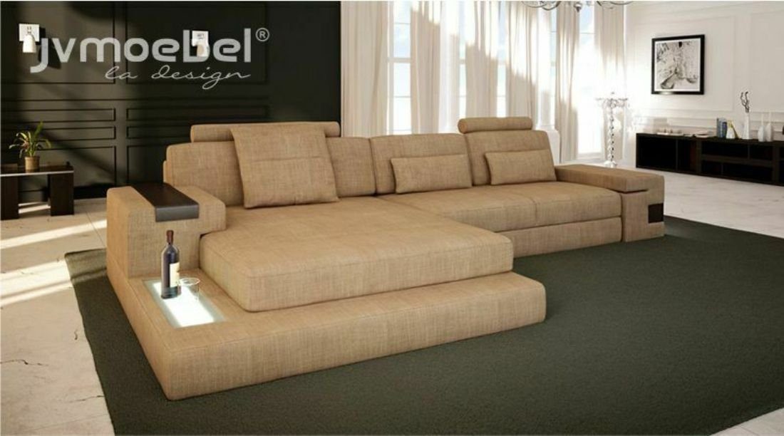 JVmoebel Ecksofa, Design Modern Sofa Stoff Braun Ecksofa L Form Couch Wohnlandschaft