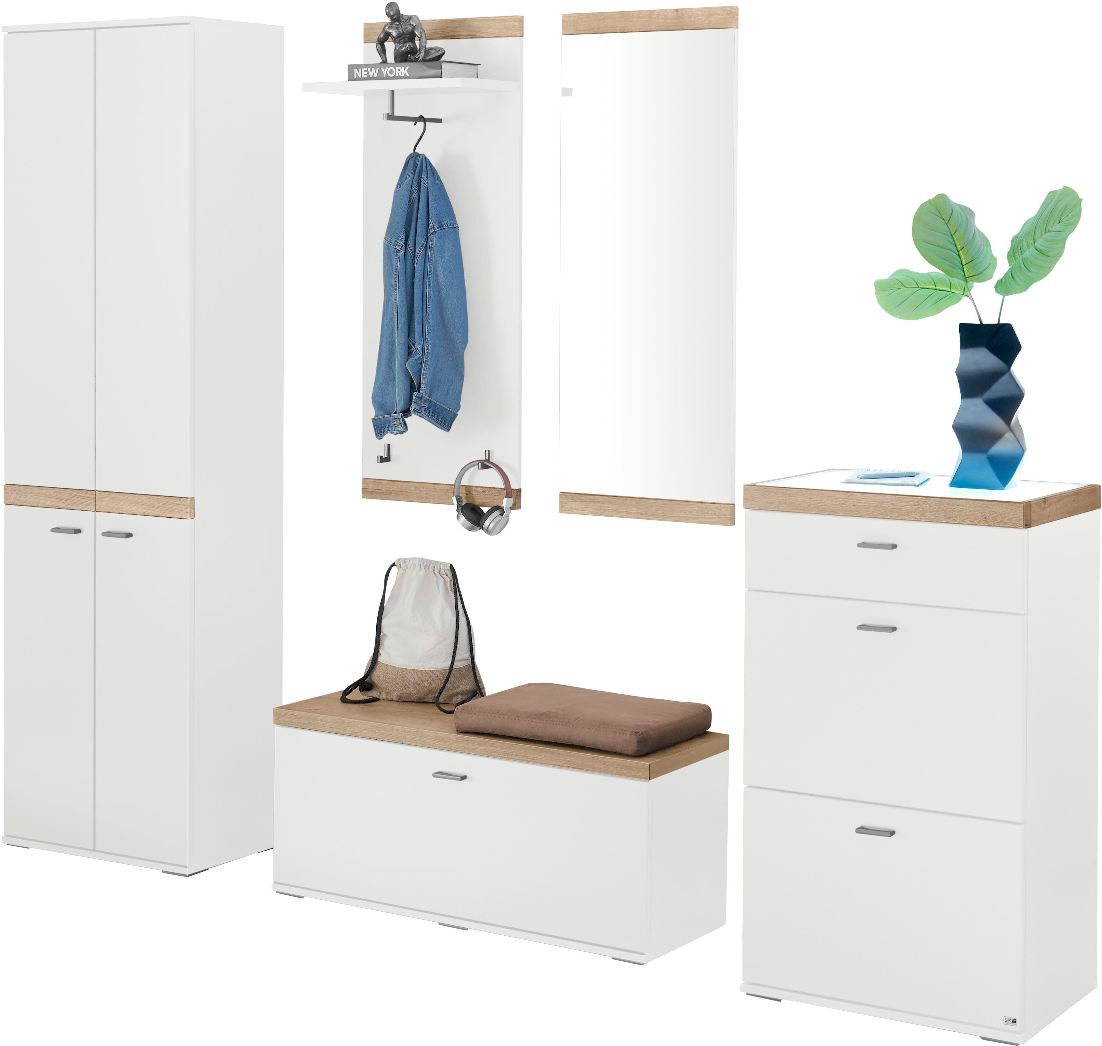 set one by Musterring Kompaktgarderobe Lancaster Dielen (5-St) bestehend aus 5 Teilen, in zwei Farben erhältlich, Gesamtbreite 240 cm