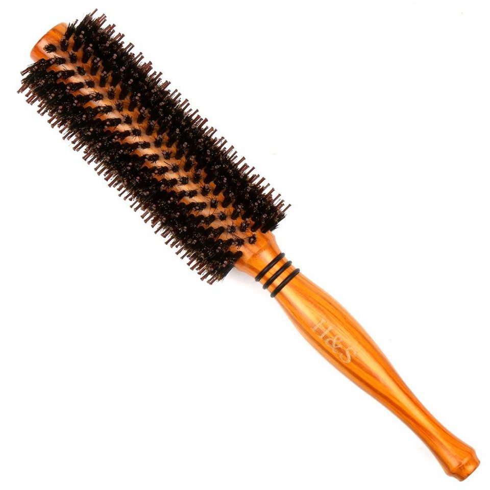 H&S Haarbürste Holzbürste für mehr Volumen im Haar und Bartstyling,  Holzhaarbürste für voluminöses Haar und Bartstyling