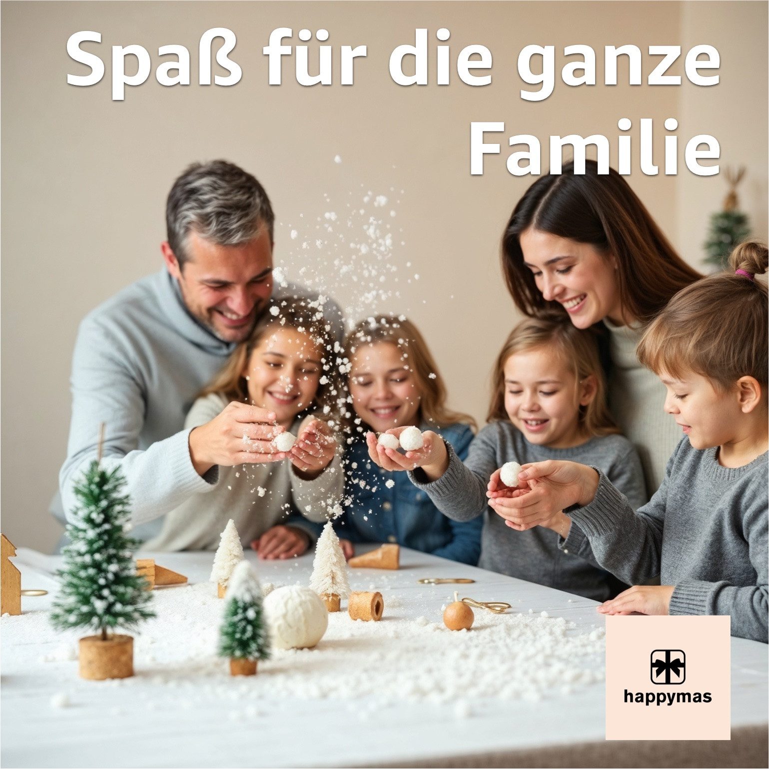 happymas Streudeko Täuschender Kunstschnee, weich & fluffig ca. 1000 ml Weihnachten Deko, (Packung 1-tlg)