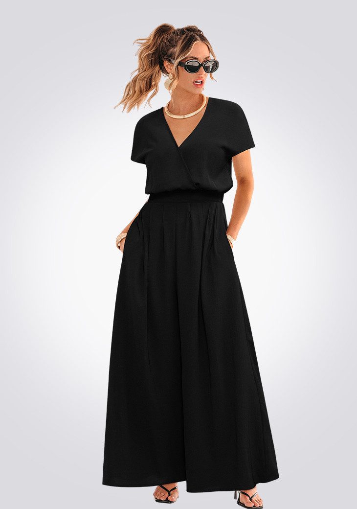 Cupshe Jumpsuit Jumpsuit mit V-Ausschnitt & weitem Bein