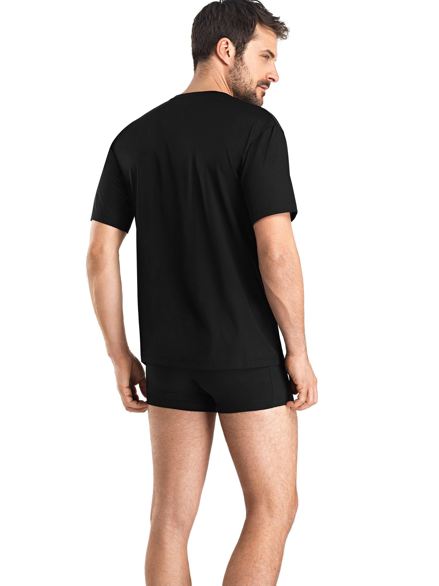 Cotton T-Shirt Sporty black (1-tlg) Hanro